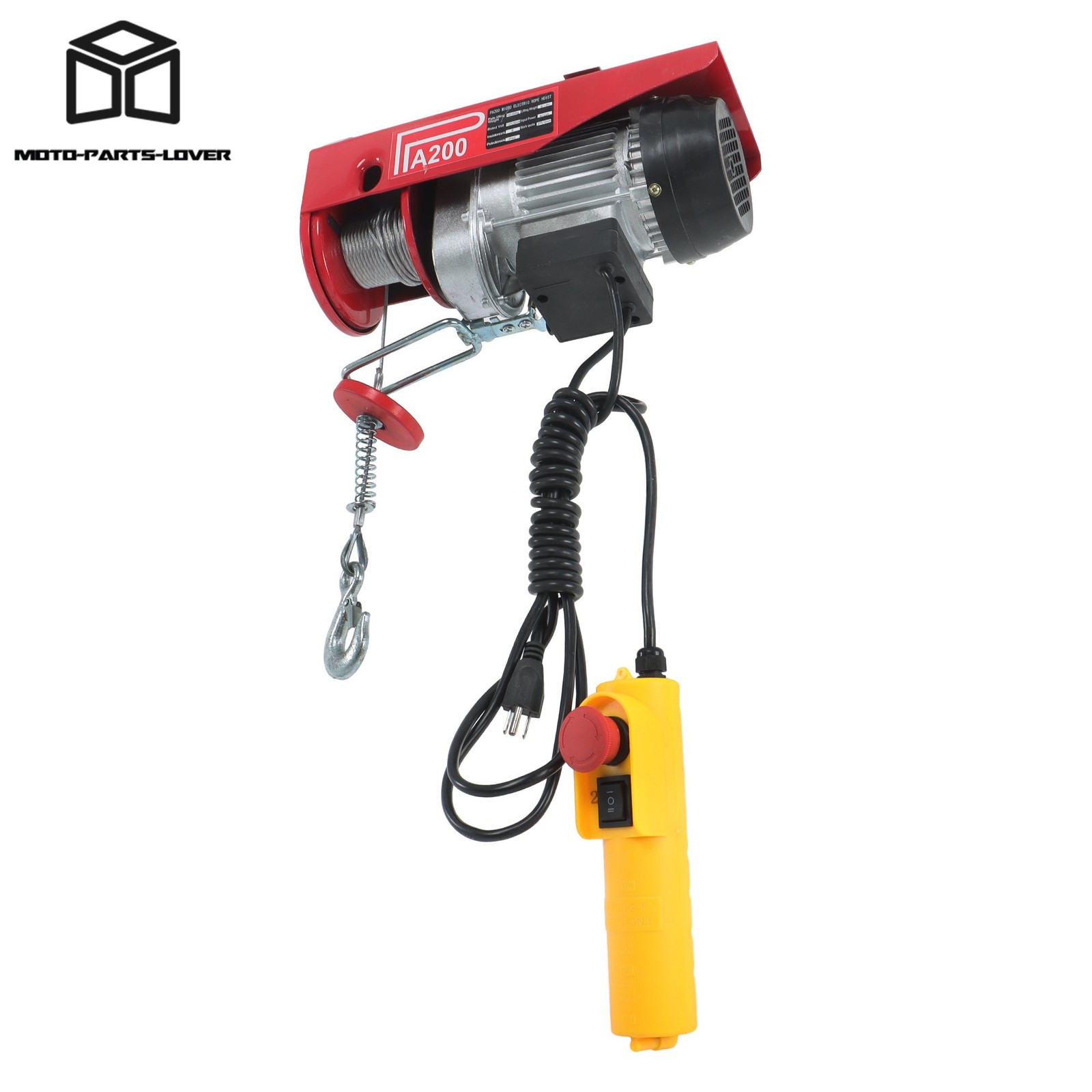 440lbs/200kg Mini Electric Hoist Single/Double Slings 6.6ft Wired Remote Control