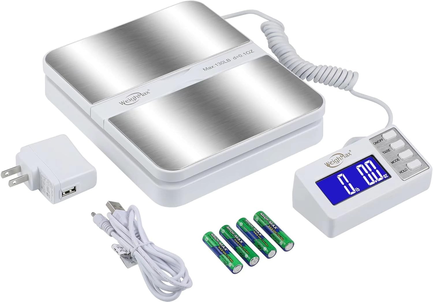 130LB Heavy-Duty Digital Weight Scale with Large Backlit LCD for Easy Reading