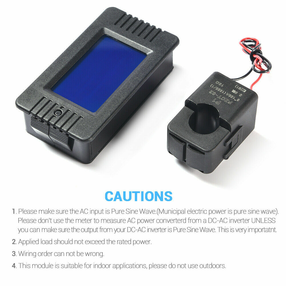 80-260V AC Voltmeter LCD Display Current Meter Power Battery Monitor Panel Kit