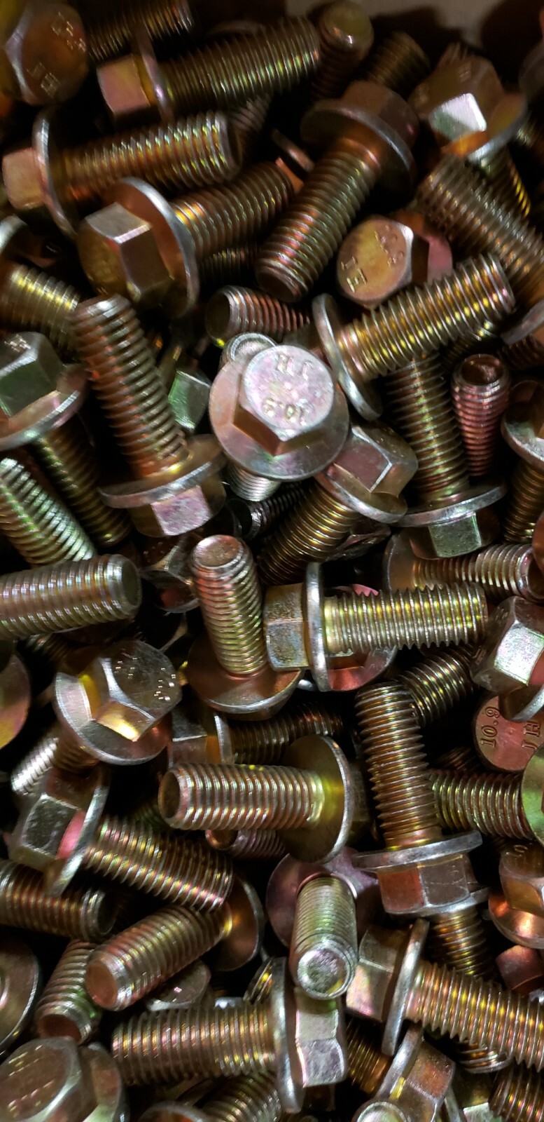 M12-1.75 X 30MM 10.9 Hex Flange Bolt Yellow Zinc Coarse Thread