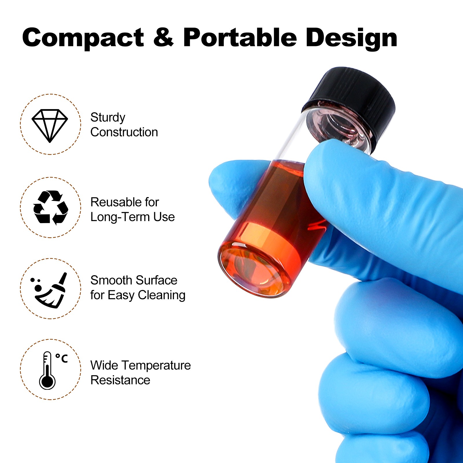 500pcs 4/10/30ml Clear Essential Oil Small Sample Glass Vials Bottles Containers