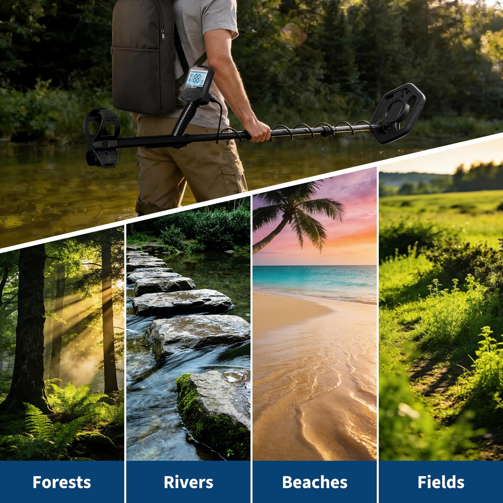 Deep Ground Metal Detector For Adults Underwater Beach Yard Waterproof Seeker US