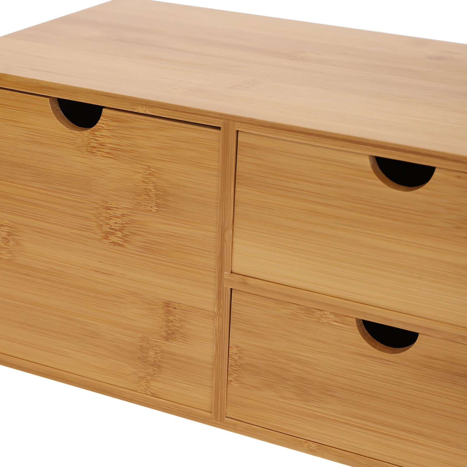 Bamboo Desk Organizer Drawer Tabletop Storage Organization Box Home