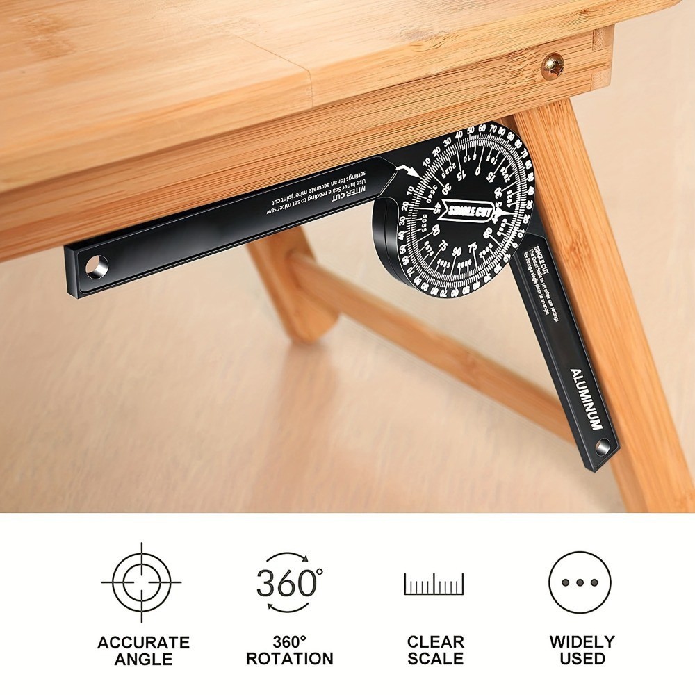 7″ Aluminum Miter Saw Protractor, Rustproof Angle Finder Tool for Woodworking
