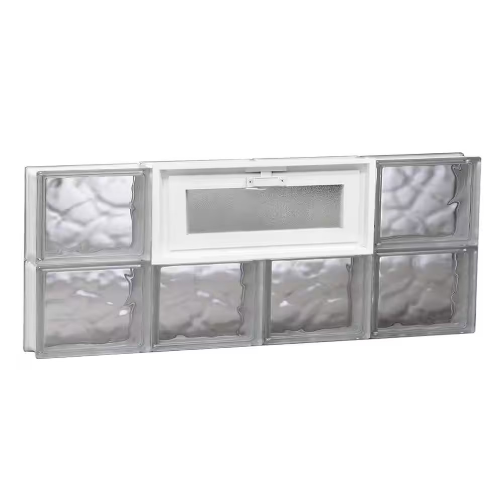 31 In. X 11.5 In. X 3.125 In. Frameless Wave Pattern Vented Glass Block Window