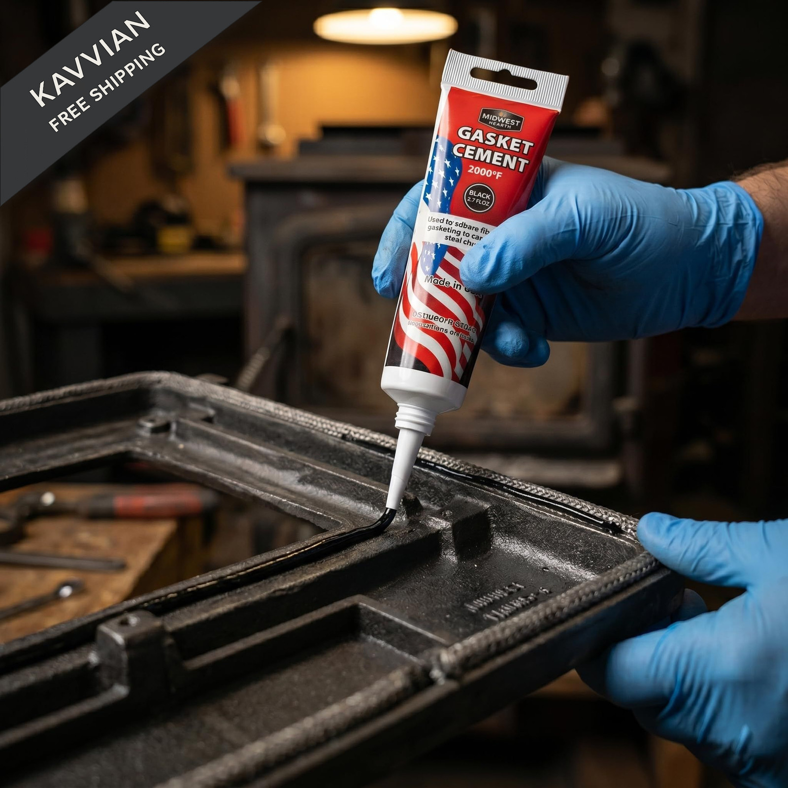 Midwest Hearth Stove Gasket Cement for Wood Stoves, Fireplaces 2.7 oz, Black
