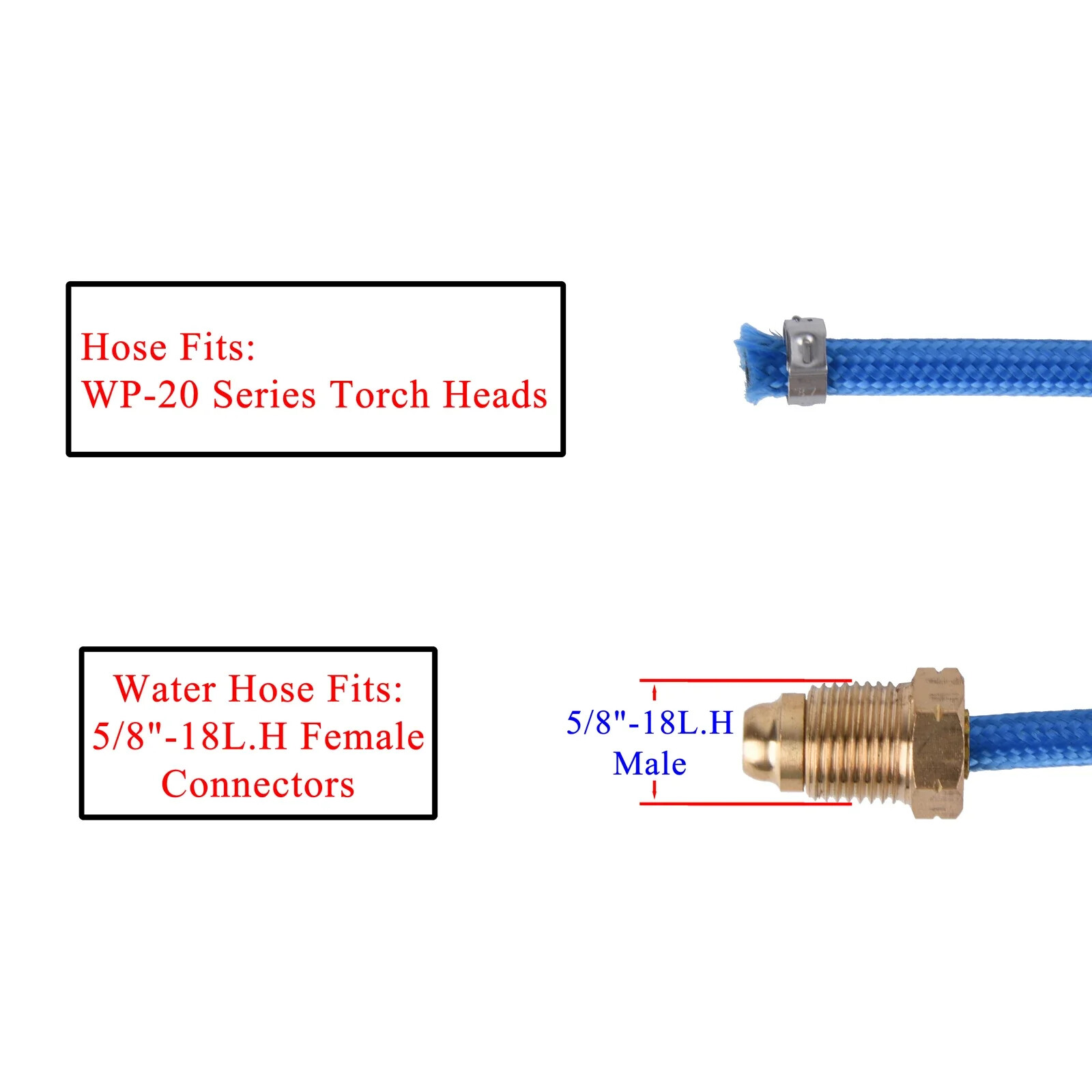 3.8m(12.5ft)/7.6m(25ft) TIG Torch Water-Cooled Hose for WP 20 w/ 5/8″-18L.H