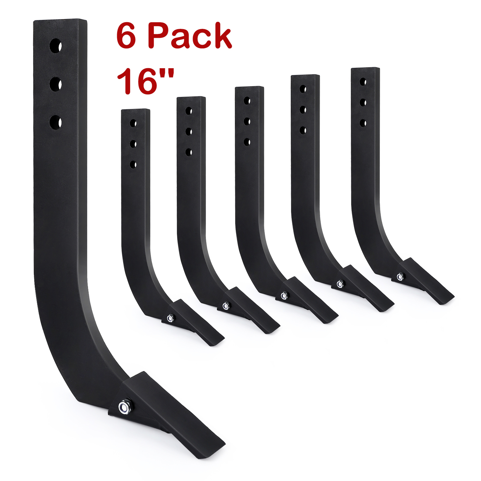 6 Pack Box Blade Shank 16” Ripper Shank 3 Holes w/ Removable Tapered Teeth&Pins