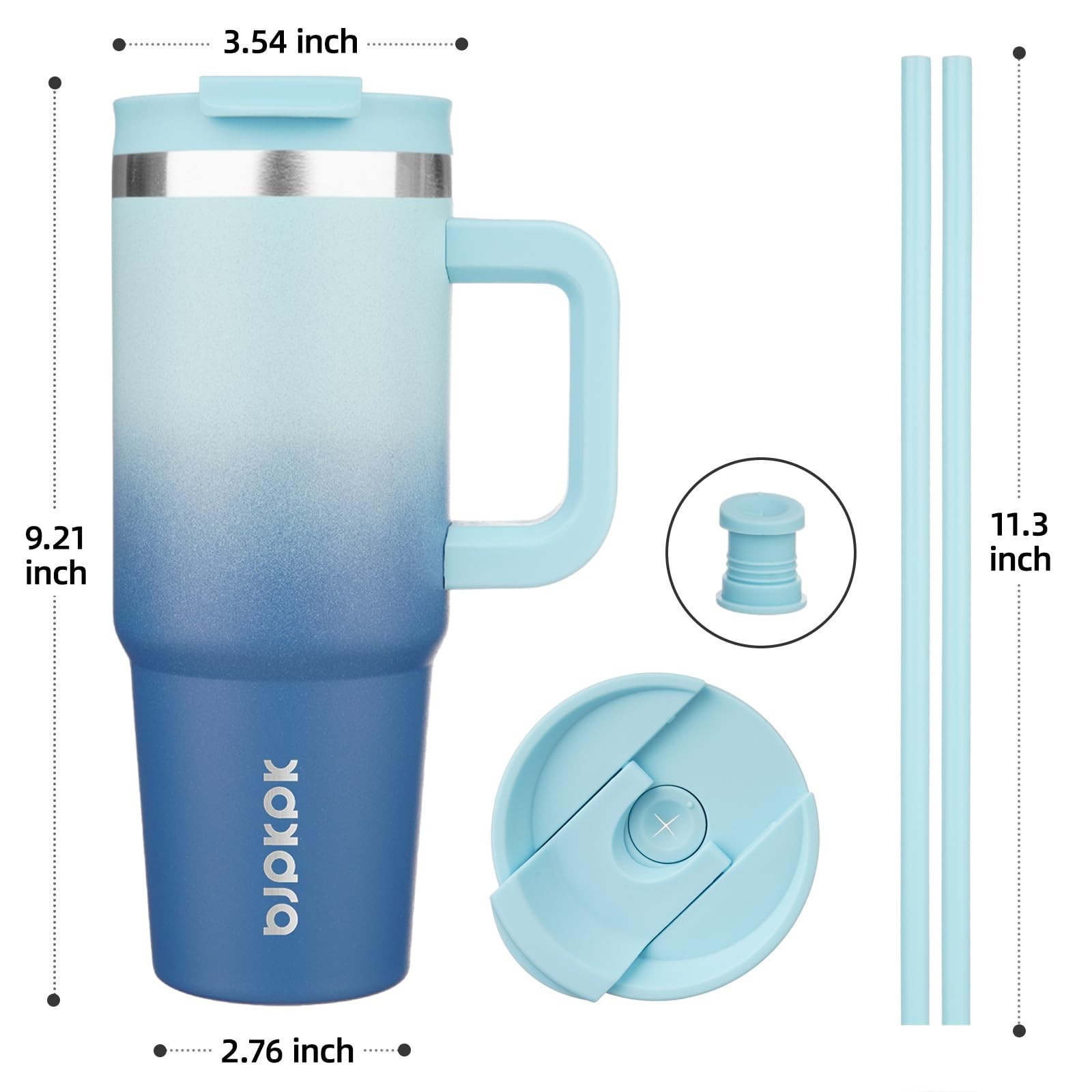 BJPKPK Tumbler With Handle 30 oz Stainless Steel Insulated 30 Ounces, Sky