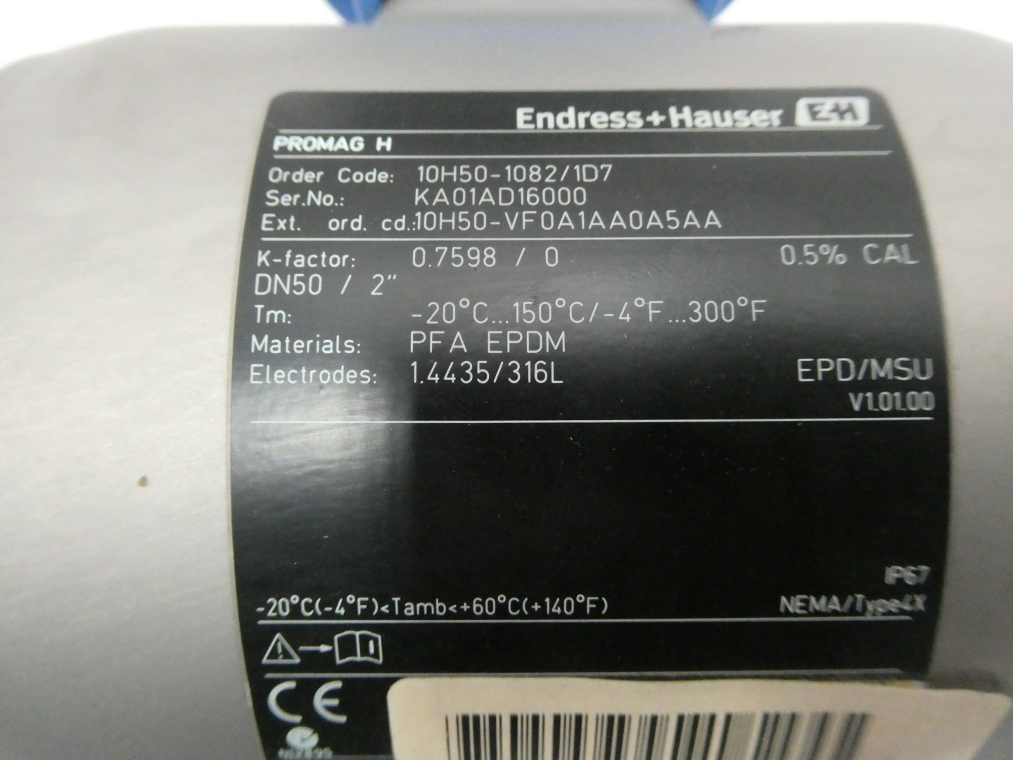 Endress Hauser 10h50-vf0a1aa0a5aa Promag 10h Electromagnetic Flow Meter 2in