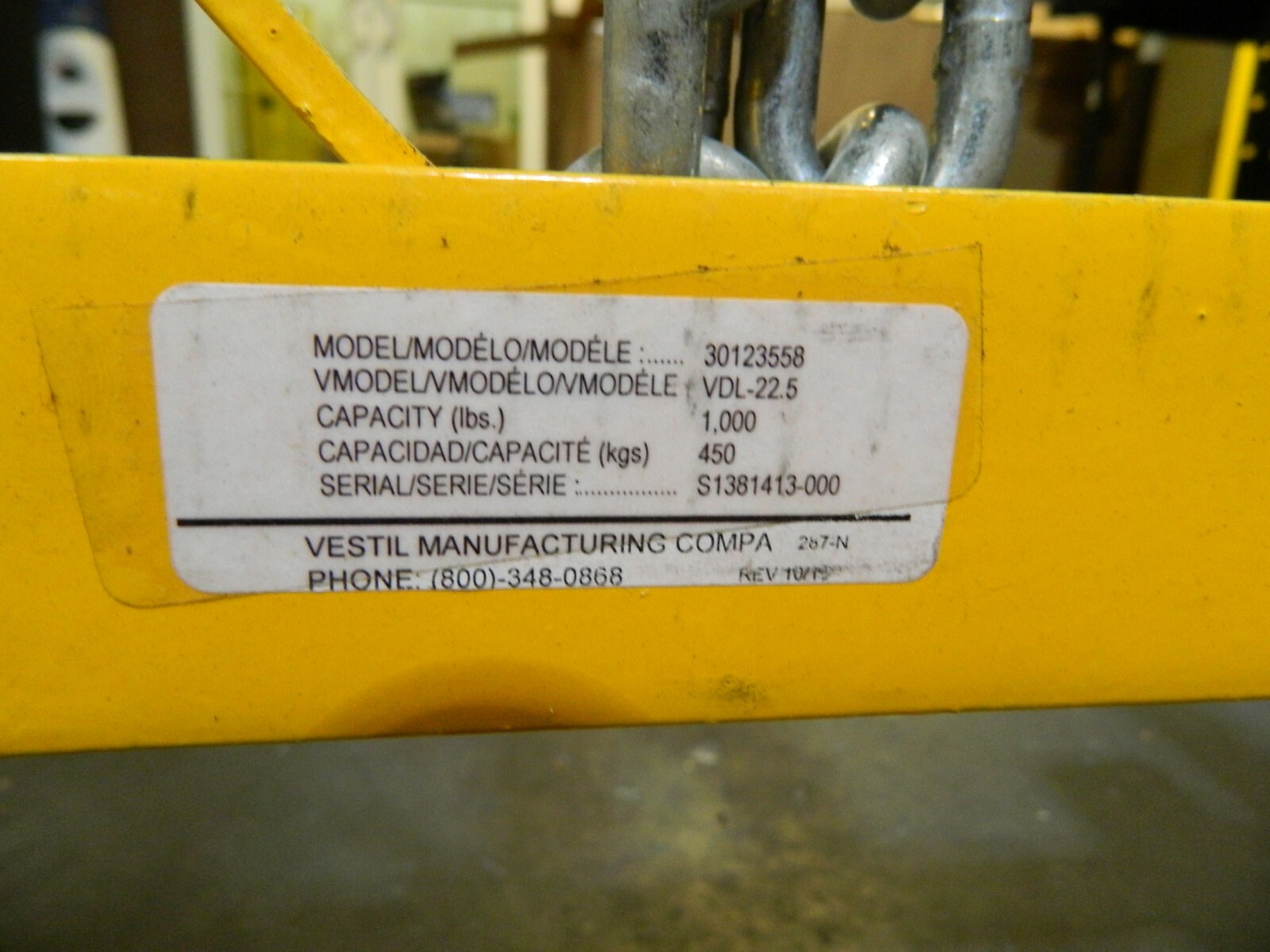 Vestil 1,000 Lb Load Cap 55 Gal Vertical Drum Lifter VDL-22.5
