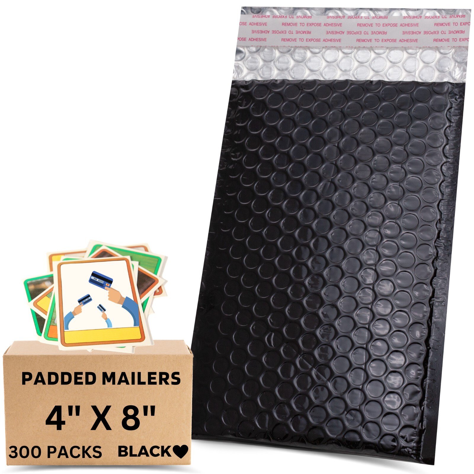 kettleband Size 4″ X 8″ 300 Pack-Metallic Bubble Mailers 7 Colors option #000