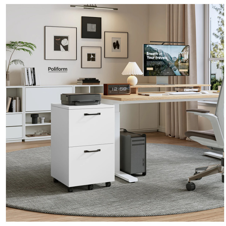 Gianna 2 Drawer Rolling File Cabinet Printer Stand with Storage Lockable Wheels