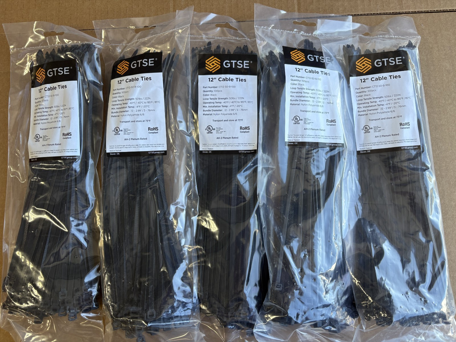 Heavy Duty 500 Pieces 12″ Black Nylon Cable Wire Straps GTSE Brand Zip Ties