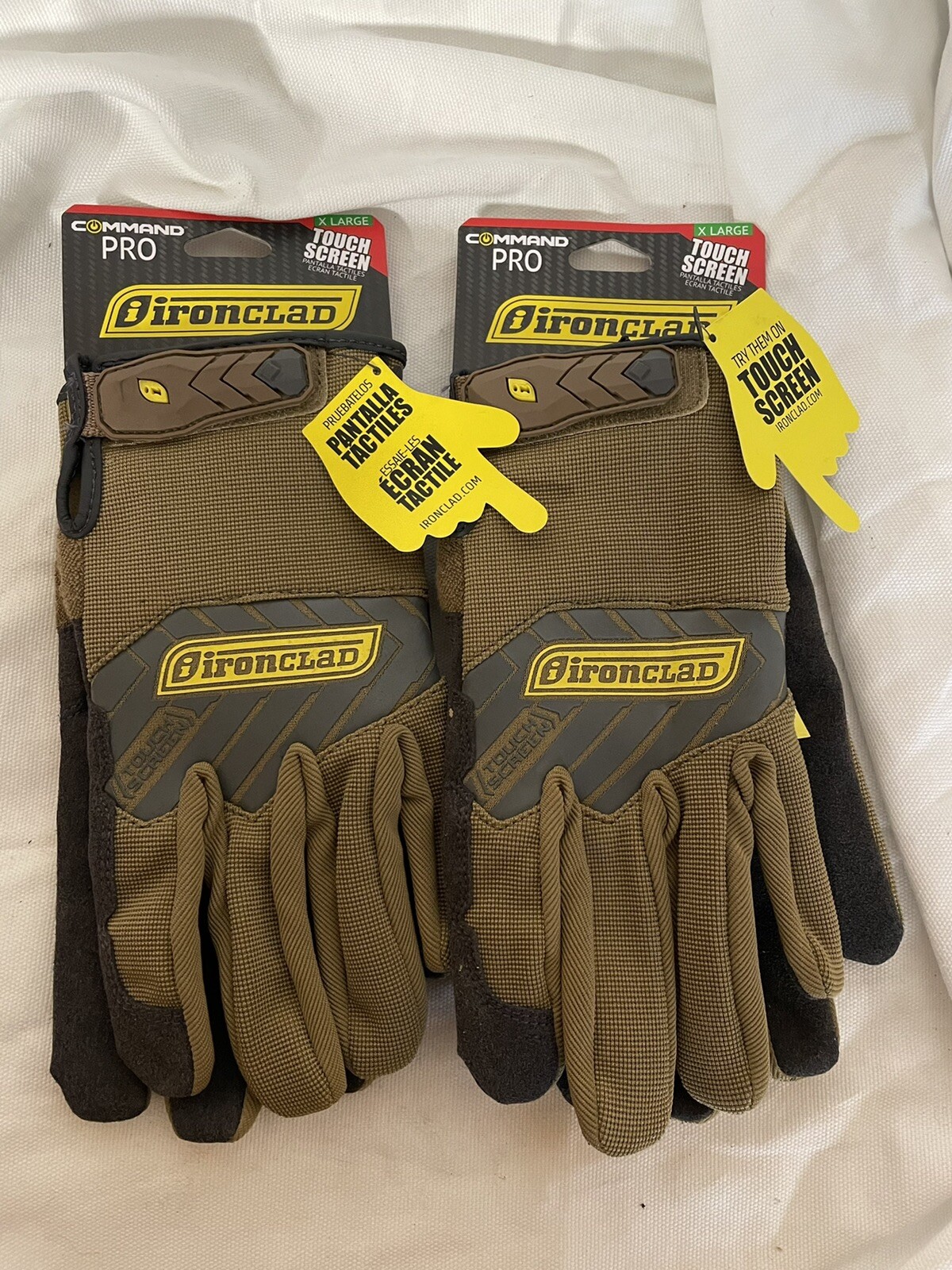 (2) Pair Ironclad Command Pro, IEX-PPG-05-XL Touchscreen Gloves, Size 10 (XL)