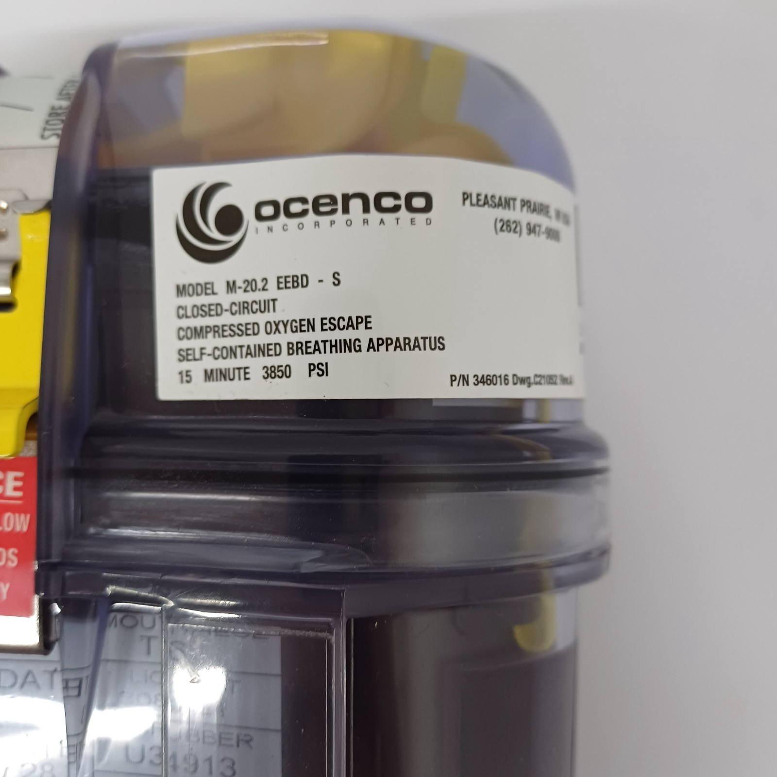 NEW OCENCO M-20.2 EEBD LIFE DATE 12/2028 348006 B16 721 P/N 346016 USA