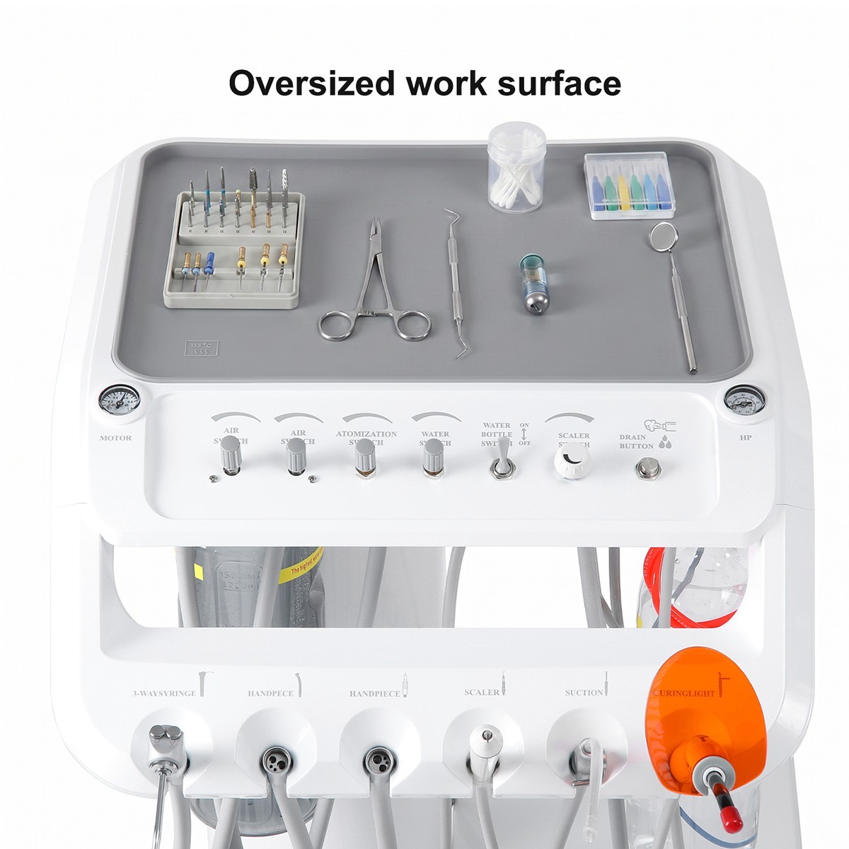 Dental Mobile Delivery Unit Cart with Air Compressor ultrasonic scalers 4Hole