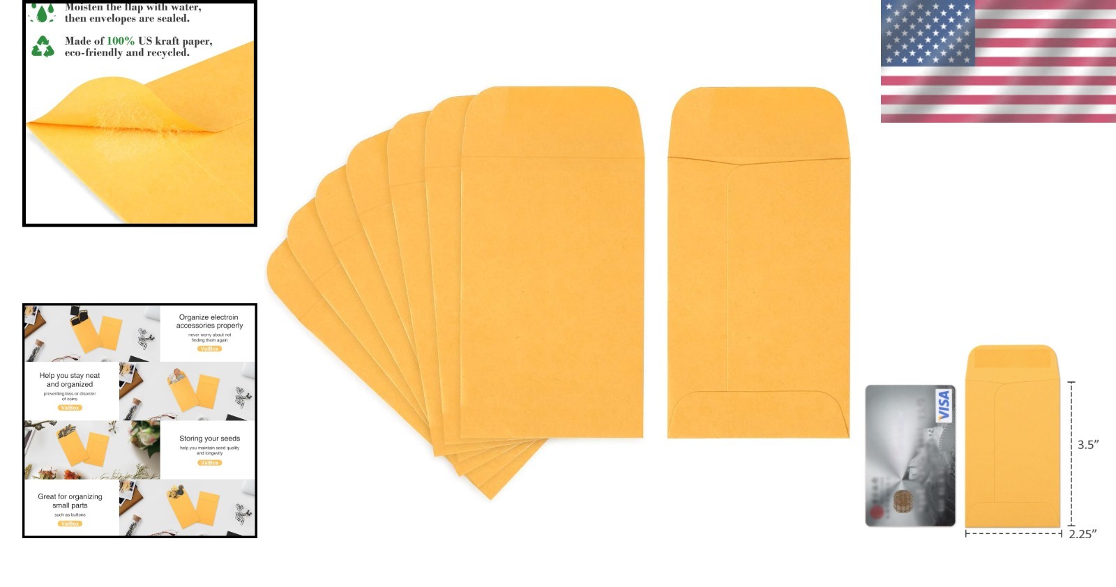 Gummed Flap Coin Envelopes 2.25×3.5 – 100 Pack for Home & Garden Organization