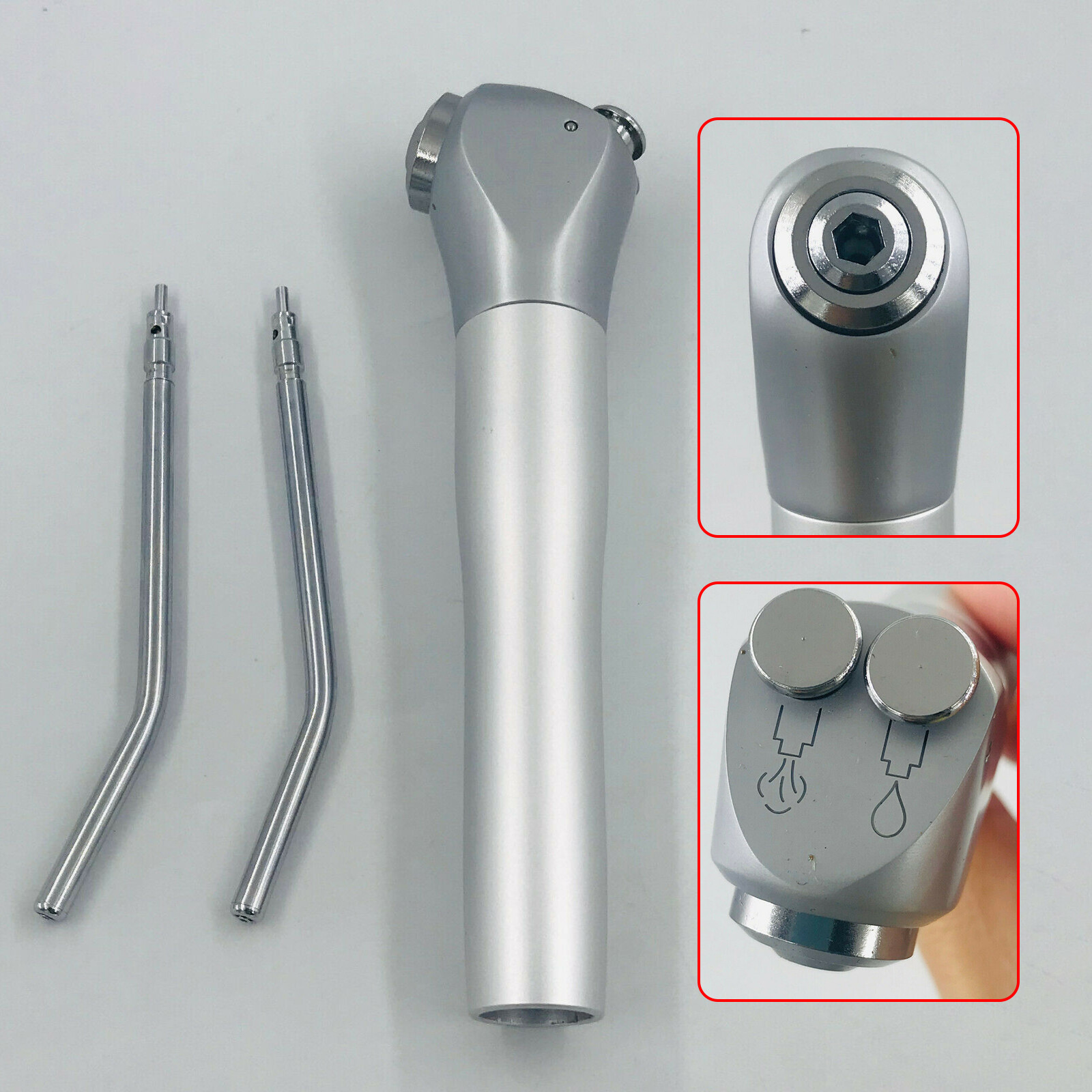Dental 3 Way Air Water Spray Triple Syringe Handpiece w/ 2 Nozzles Tips Tubes CE
