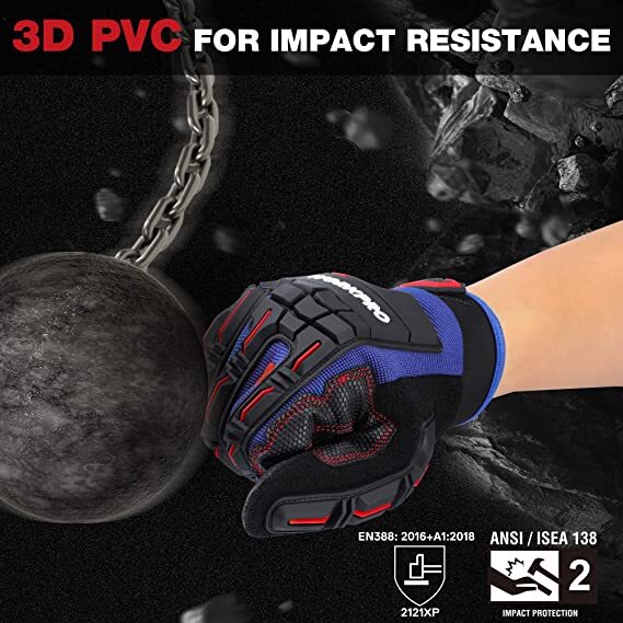 WORKPRO Heavy Duty Work Gloves w/PVC Protection Synthetic Leather Wear-Resistant