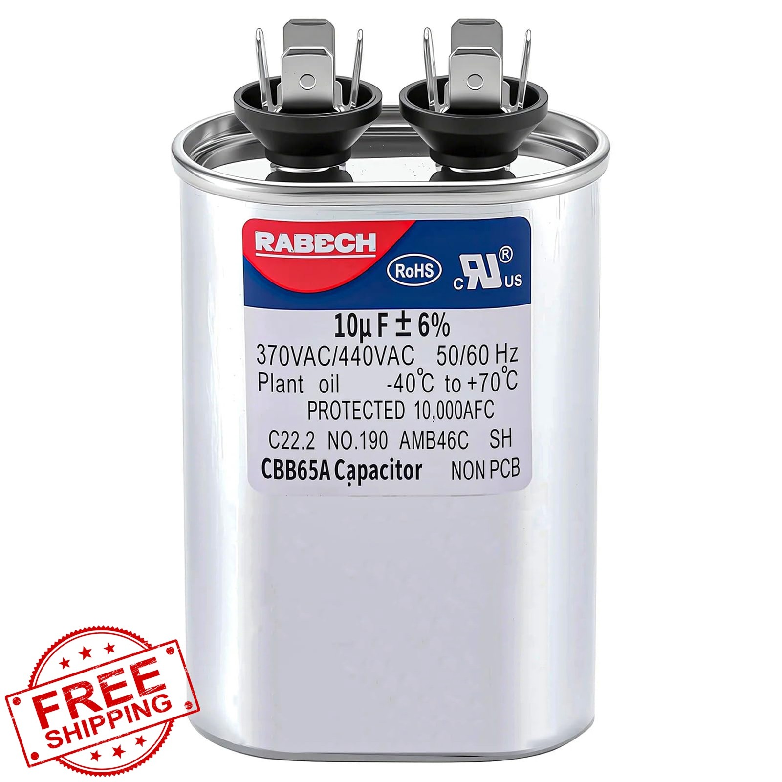 RABECH 10uF 10MFD CBB65A Capacitor 370/450V
