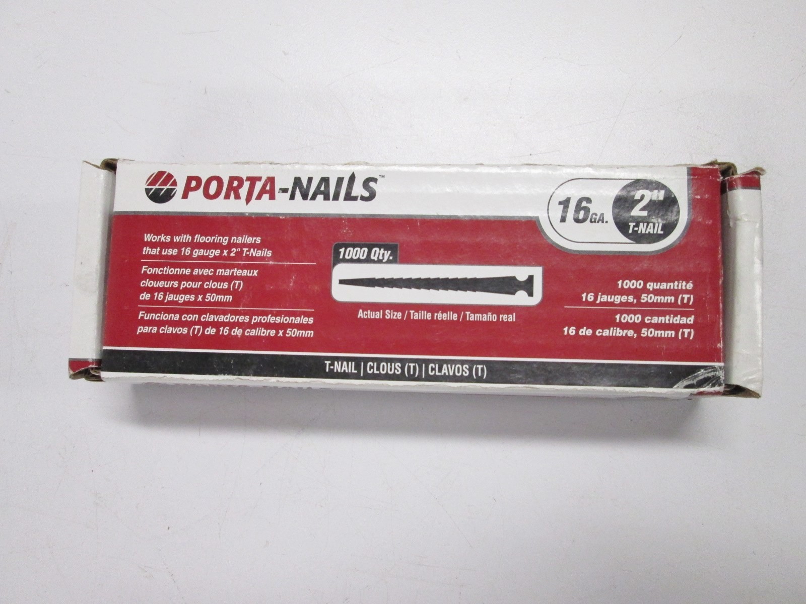 PORTA-NAILS 2″ Hardwood Blind Nail Wide T-Head for Flooring Nailer USA 1000/Box