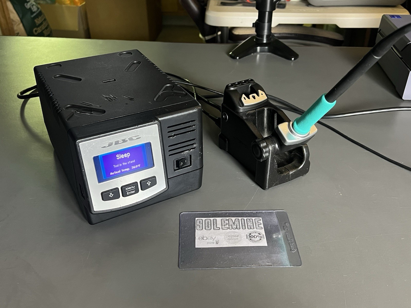 JBC DD-1B Dual-Port Soldering Station w/ T245 Handle & AD-SE Stand – Low Hours