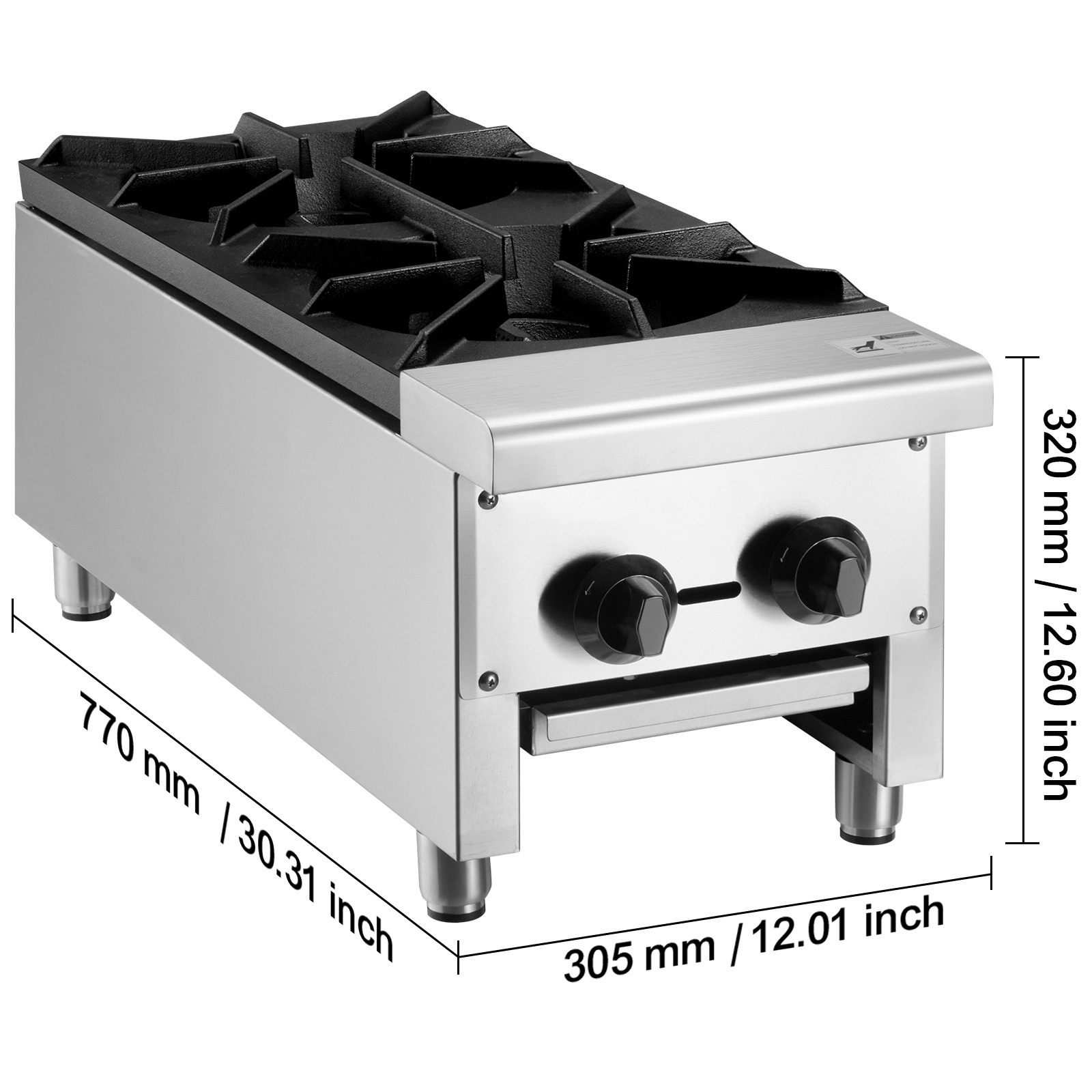 Uimoso Commercial Gas Stove with 2 Burners for Countertop Cooking in Kitchens
