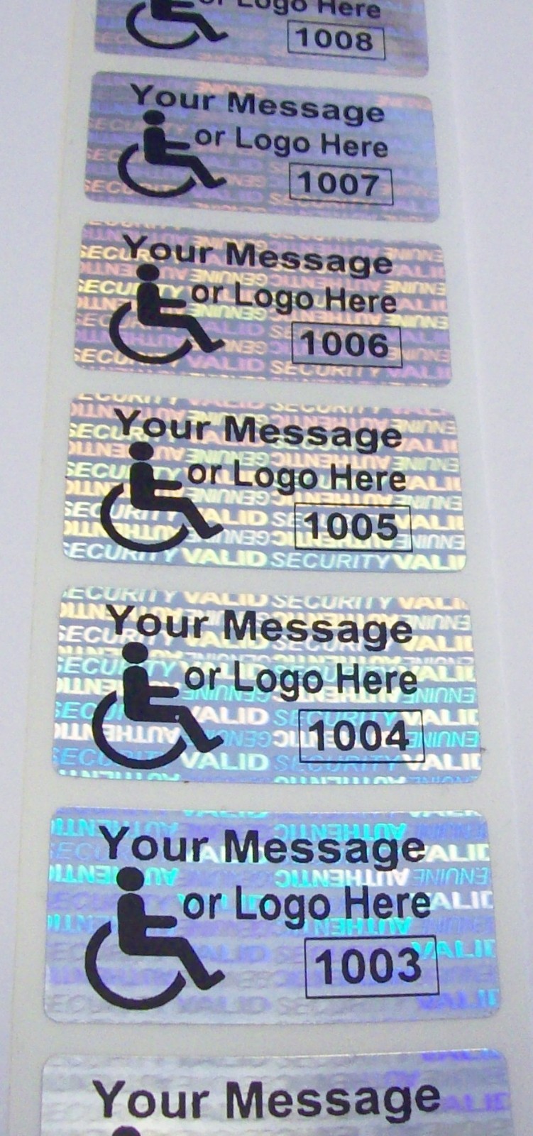 SV175c 1000 CUSTOMIZED SVAG .75″ x 1.5″ Hologram Security Stickers