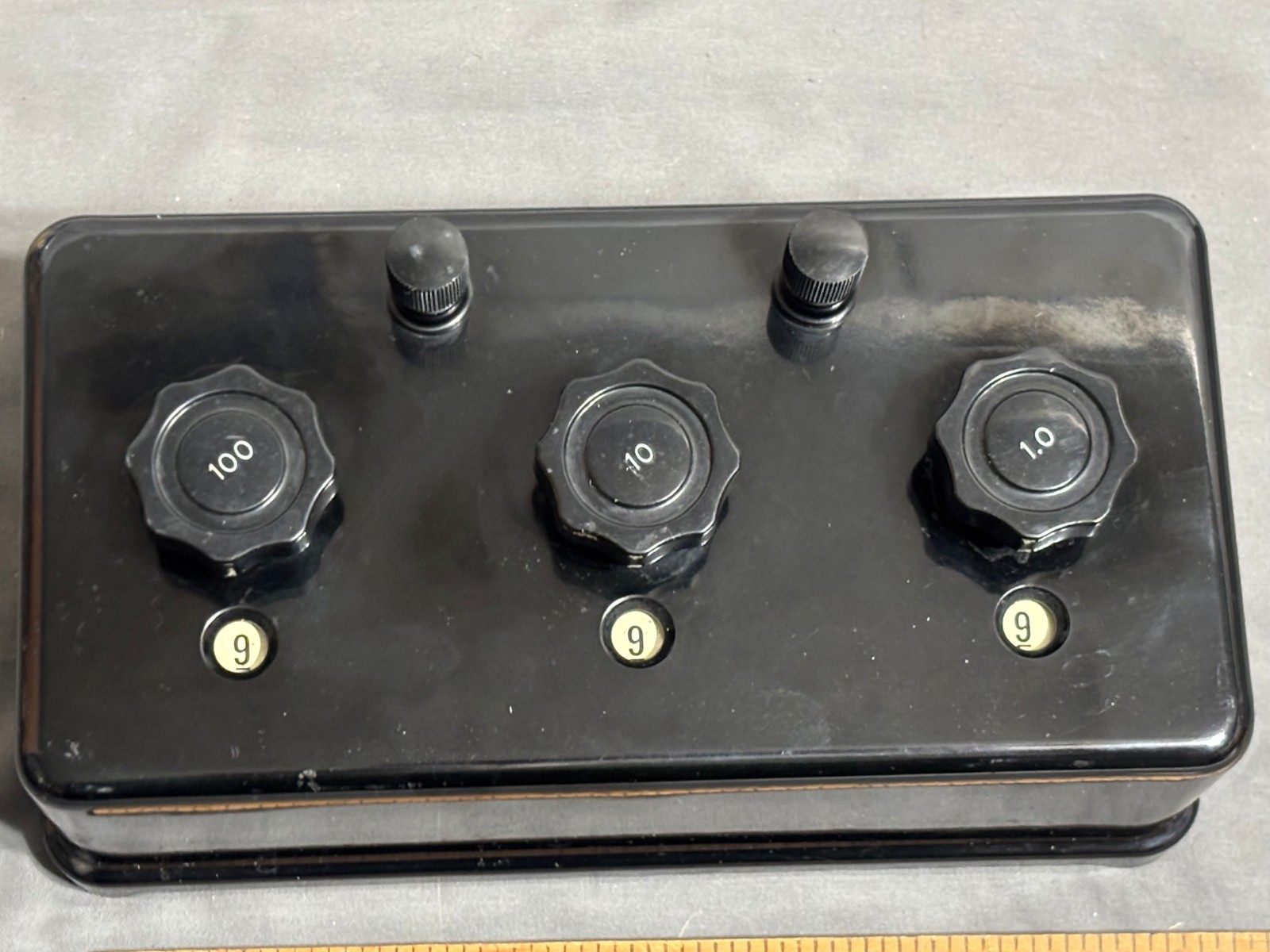 Vtg black bakelite WELCH Decade Resistance Box 0-999ohm TEACHING SCHOOL 1950s