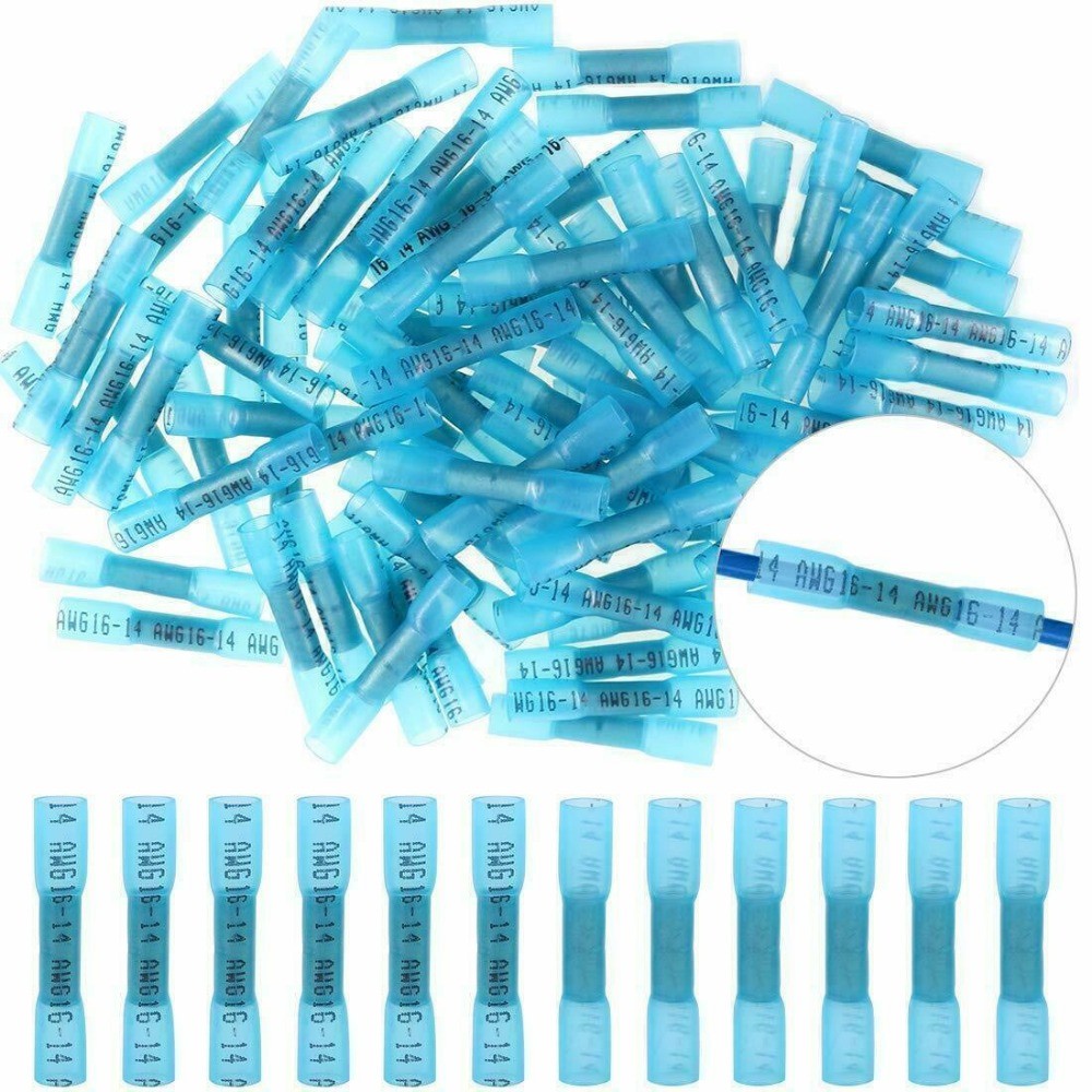 200PCS Heat Shrink But Connector Waterproof Electrical Wire Marine Butt Splice