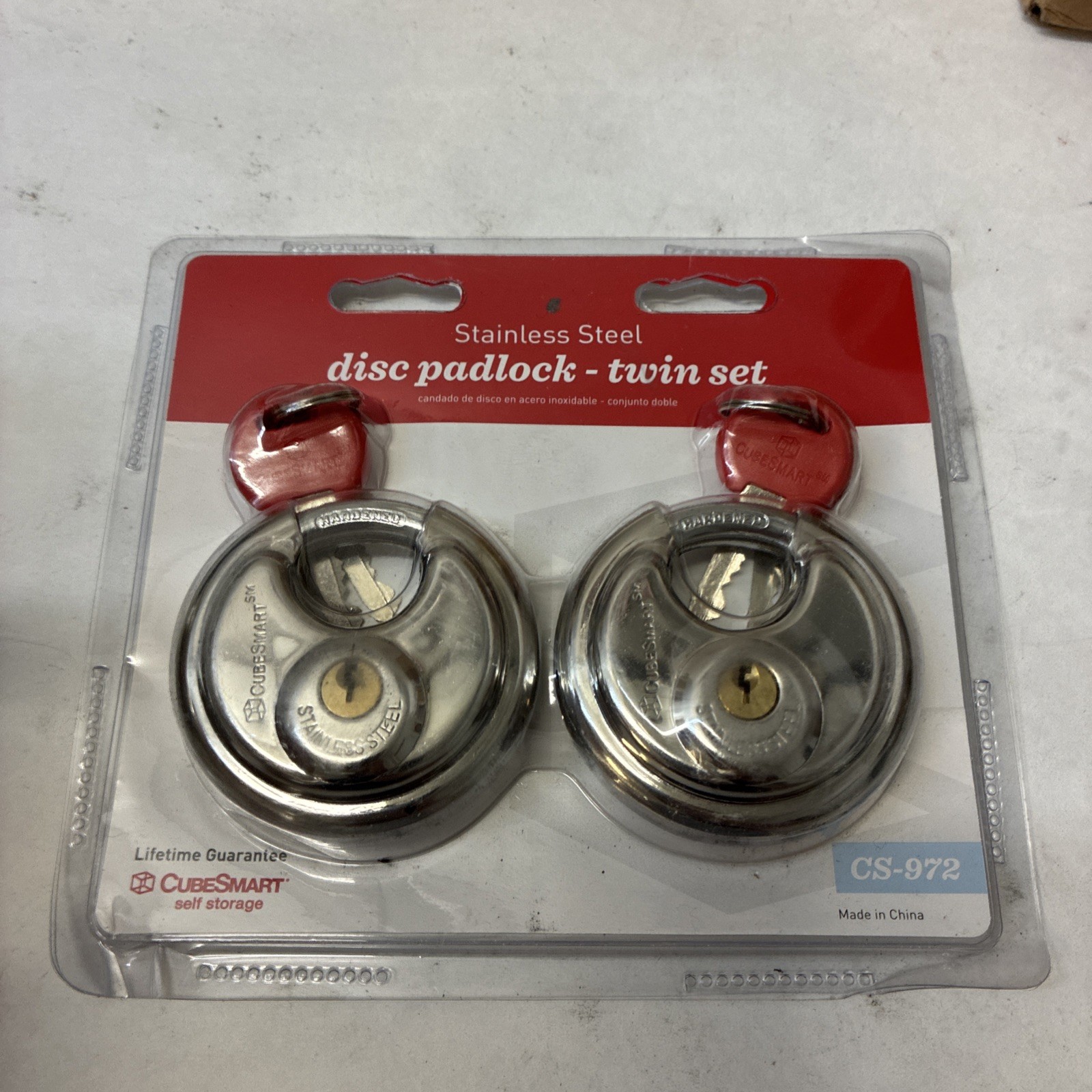 2 Pack CubeSmart Disc 2-3/4″ Padlock Set Twin Set Stainless Steel CS-972