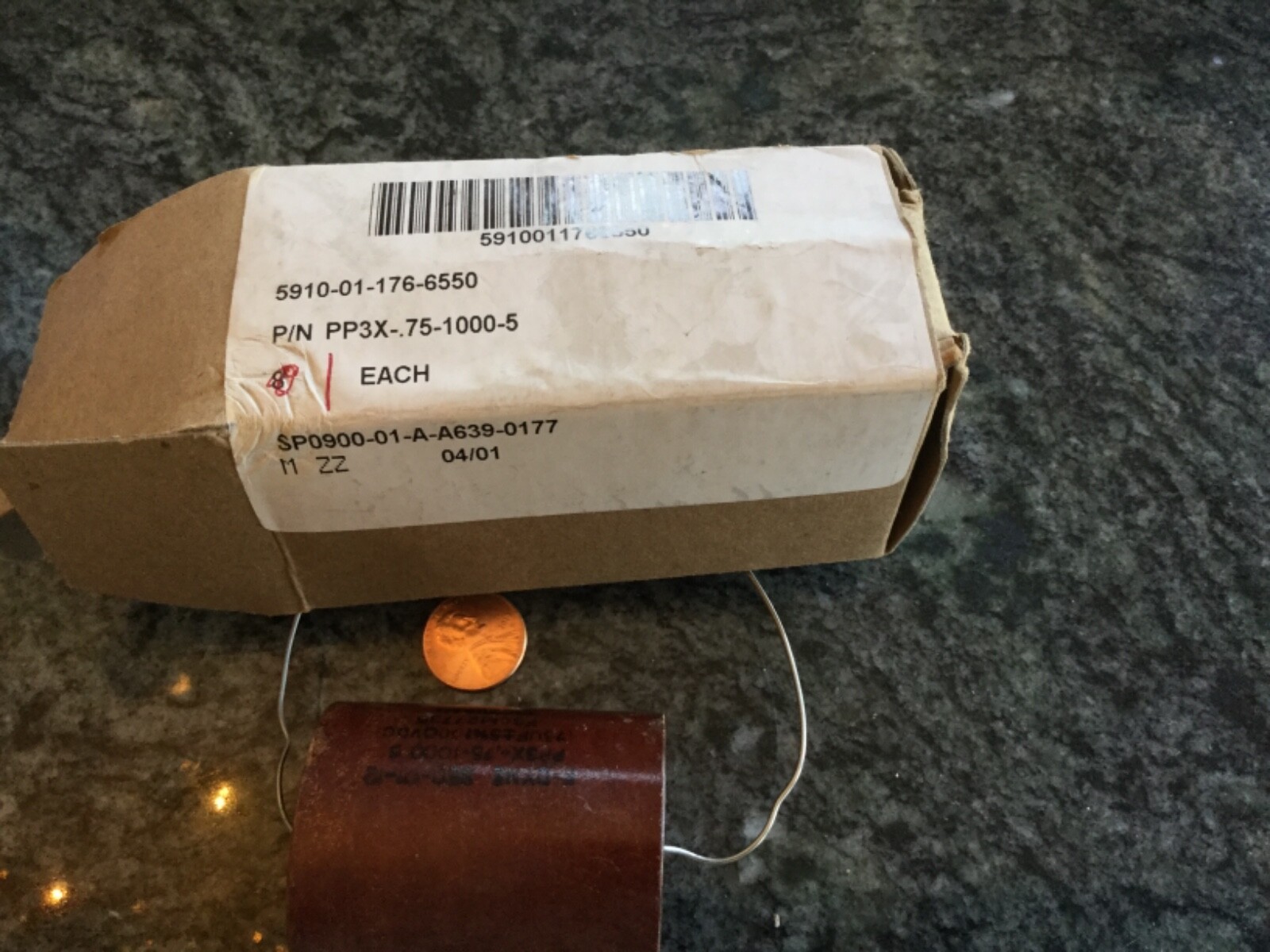 Fixed capacitor 0.75 3/4 Microfarad NSN 5910-01-176-6550 PP3X-.75-1000-5 new
