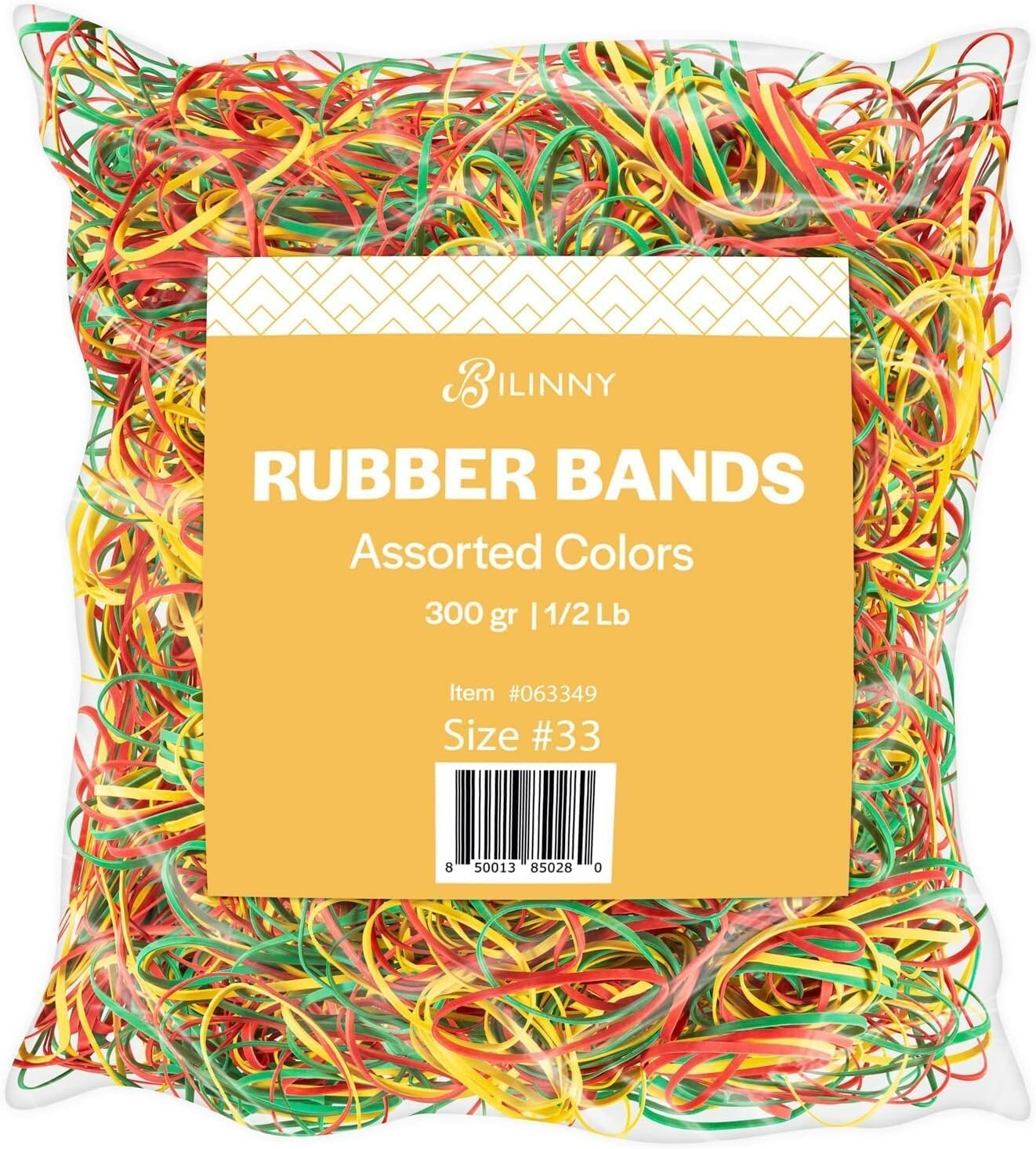 High Quality Rubber Bands Size 33-1/2 Lb of about 300 Colorful, Thick Rubber