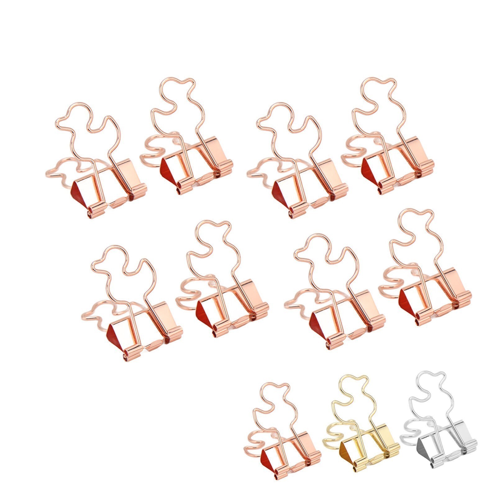 20Pcs Paper Clips Strong Clamping Force Durable Iron Little Duck Design Wide