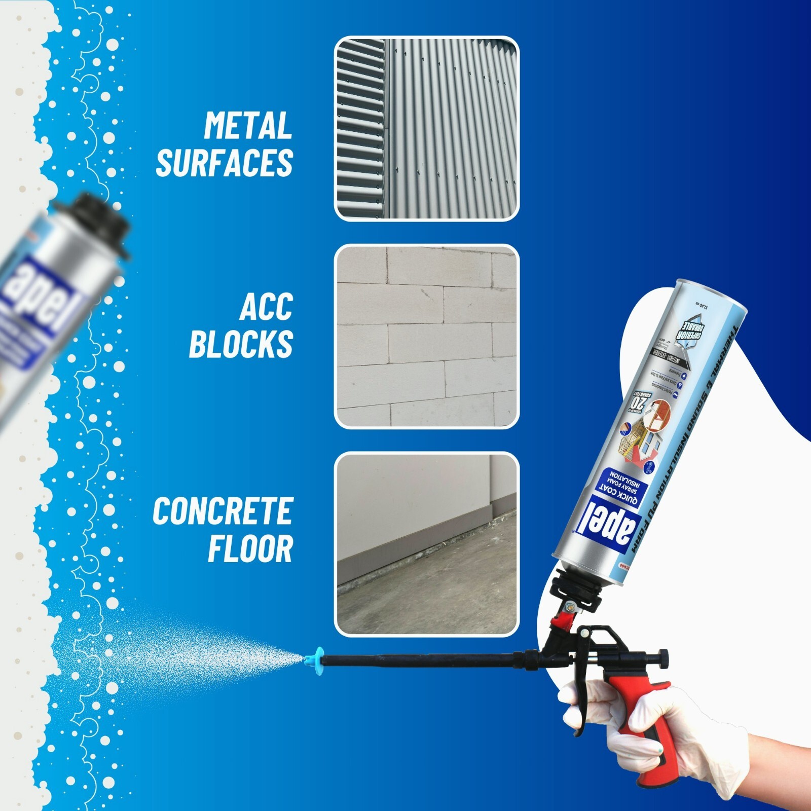 Apel Spray Foam Insulation Kit (12 x 32.80 oz./240 Bd ft) Heat and Acoustic Insu