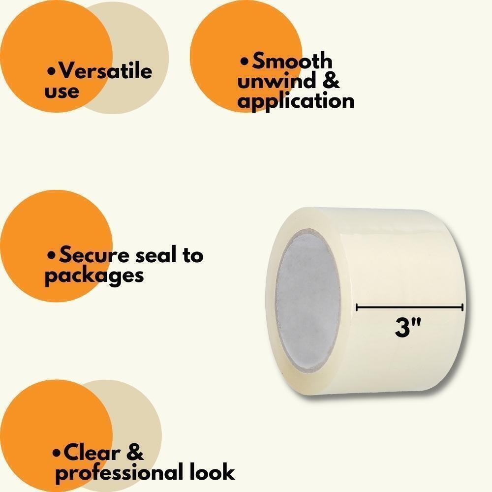 3″ x 100 Yards (300 ft) Clear Carton Sealing Packing Shipping Tape – 48 Rolls