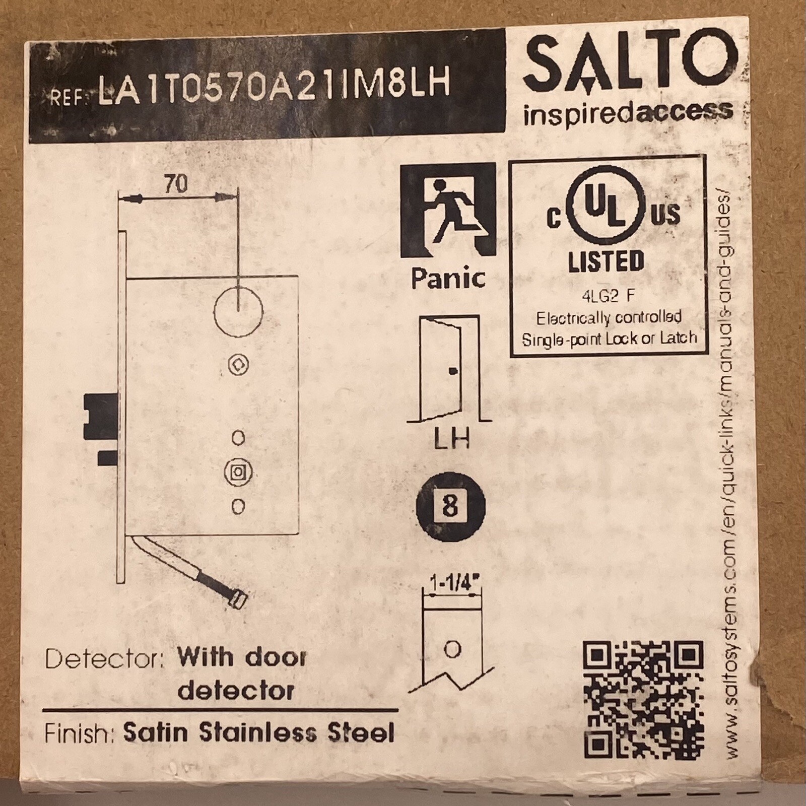 SALTO LA1T0570A21IM8LH, Mortise Lock