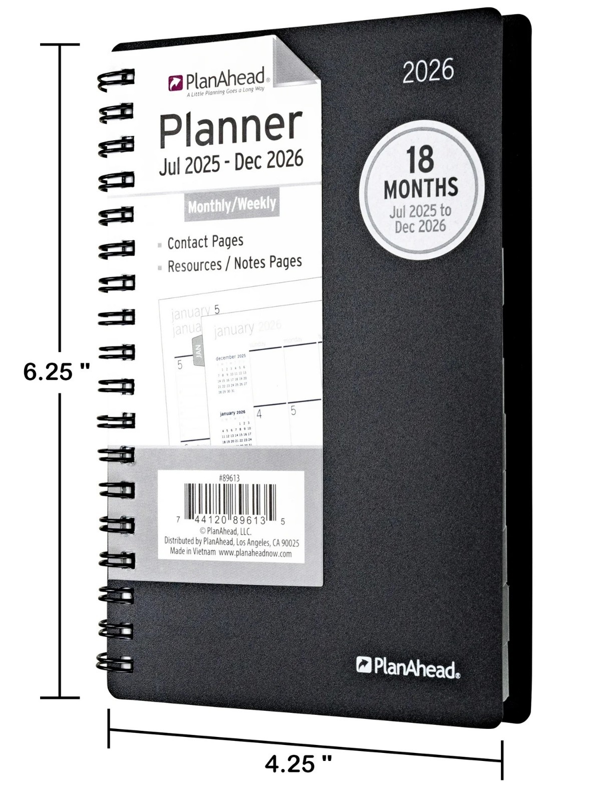 PlanAhead Home Office Monthly Weekly Blue Planner Jul25 – Dec26, 4″ x 6.25″