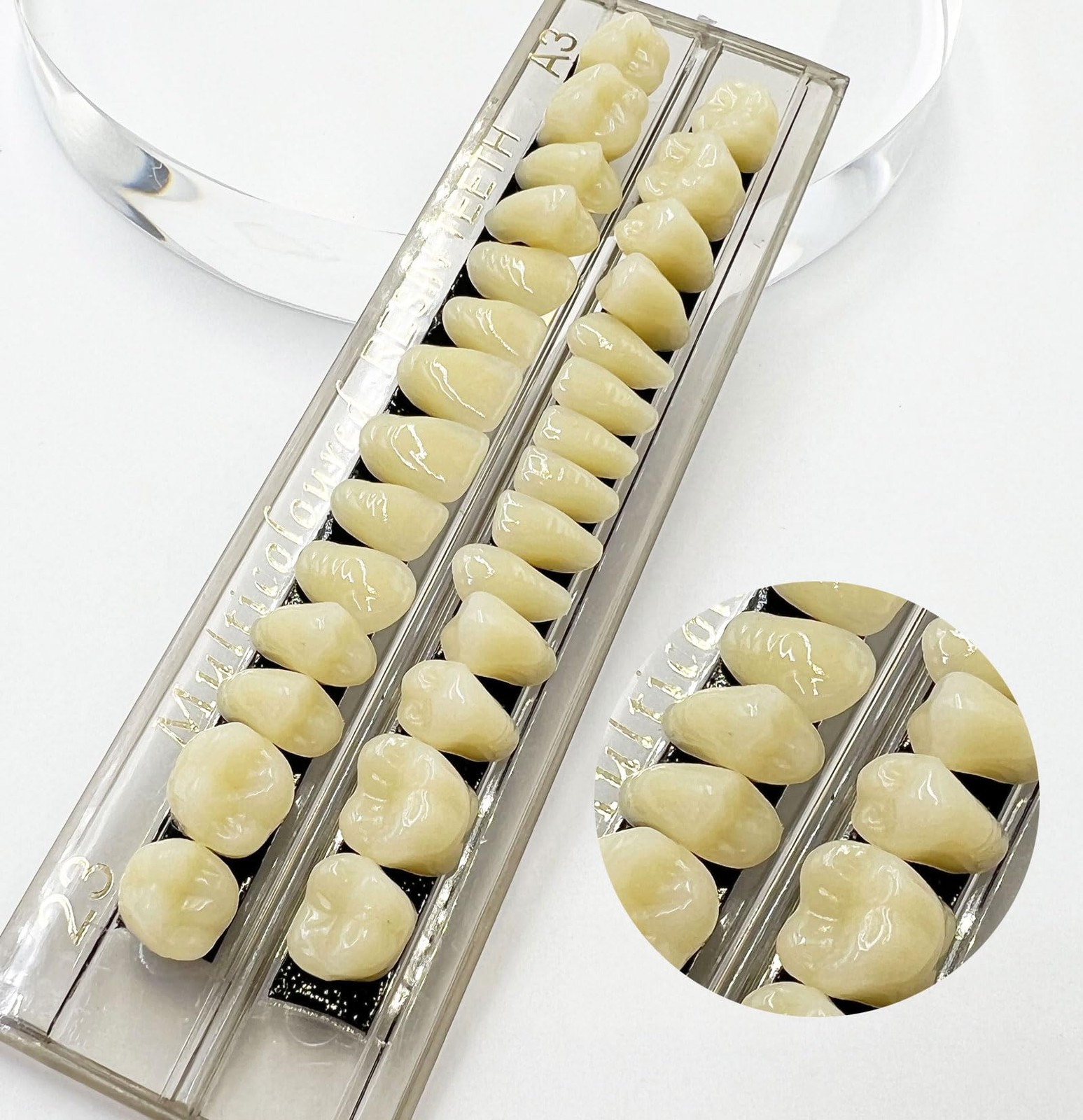 56 Pcs False Teeth Fake Teeth 2 Sets Synthetic Resin Dental Tooth, Upper Lowe…