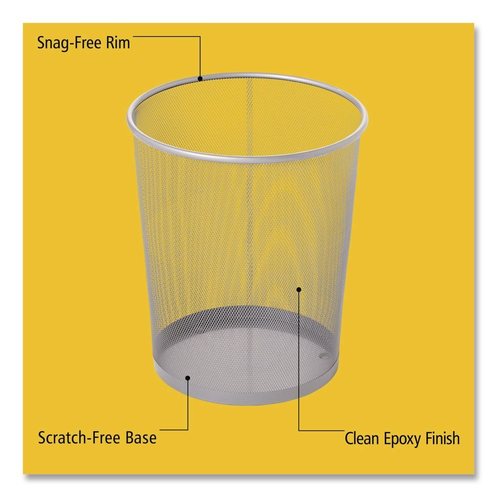 Rubbermaid Commercial RCPWMB20SLV 5 Gallon Steel Mesh Wastebasket – Silver New