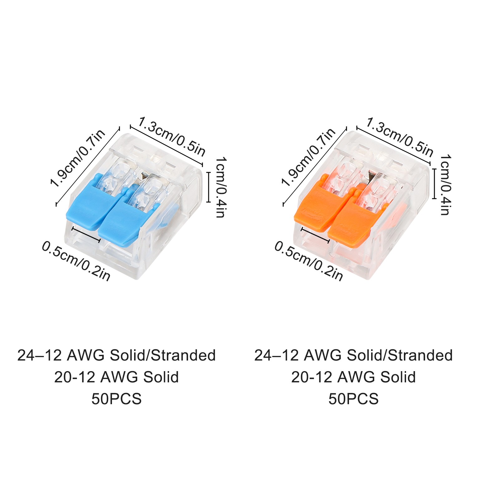 100 × 24–12 AWG Lever Wire Connector for Household Installation Wiring Terminals