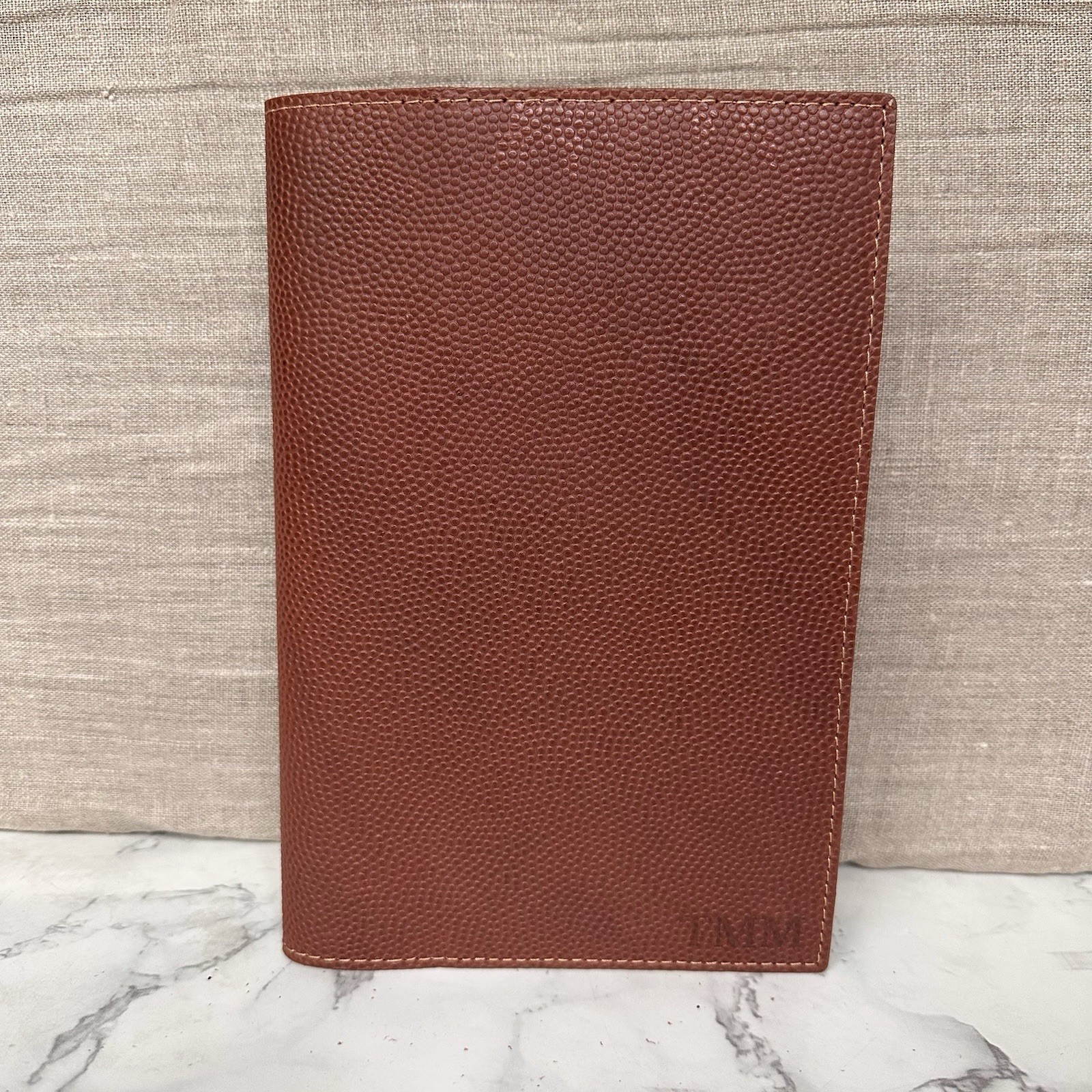 Shinola Brown Pebbled Leather Notebook Journal Cover 5.75×8.75″ Monogram TMM