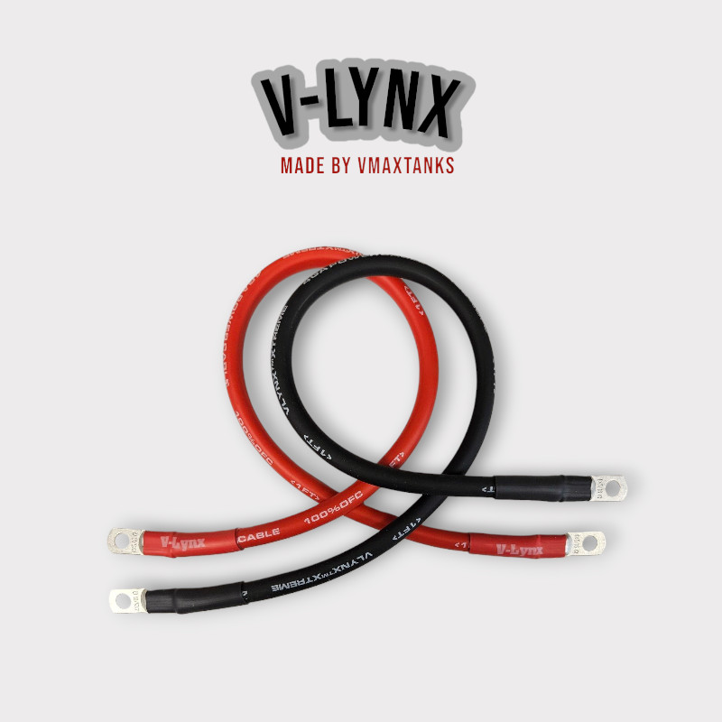 Pair of 4GA AWG Red and Black Cables 100% Copper Lug Battery Inverter Solar RV