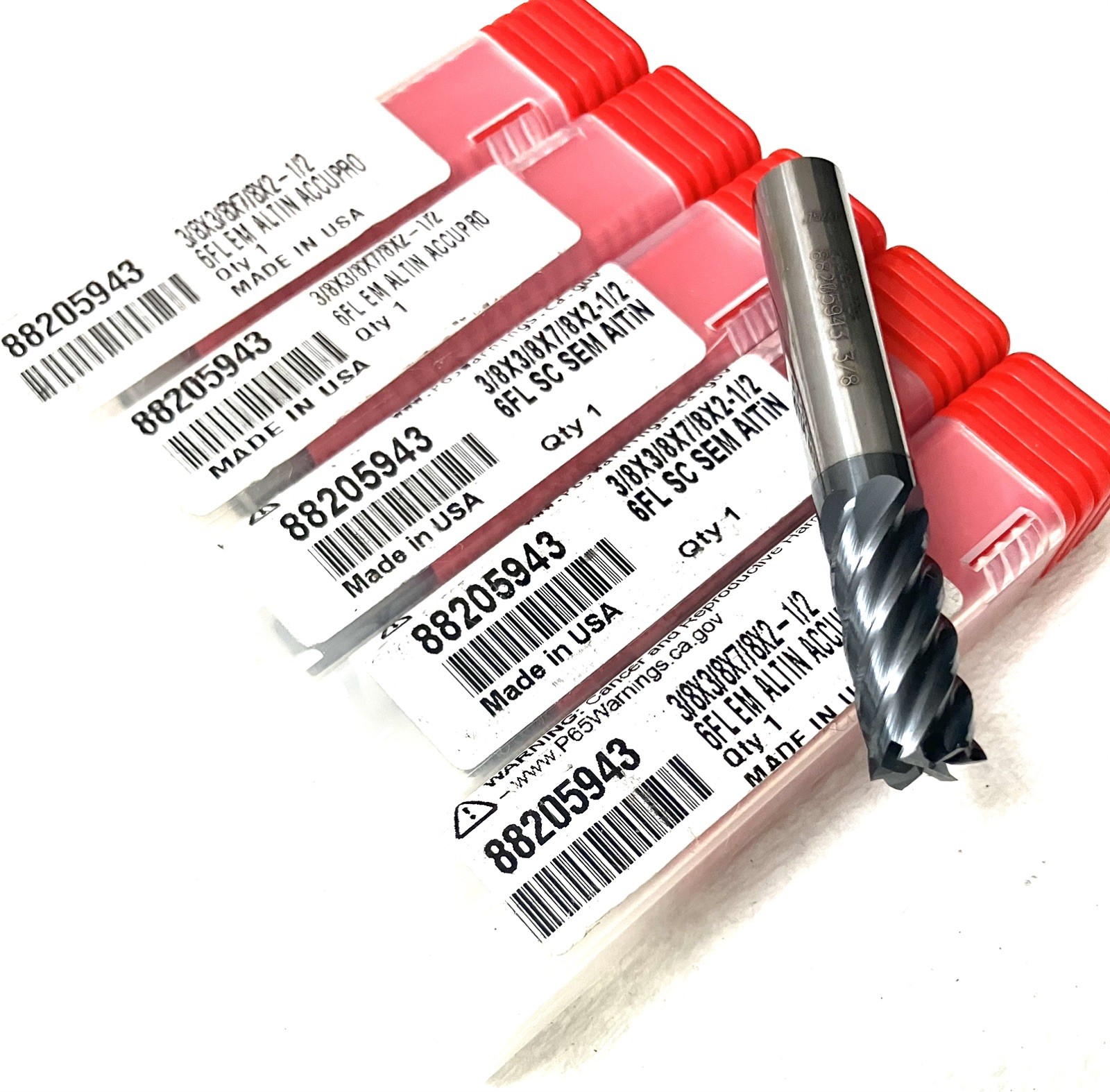10PC Accupro 88205943 3/8″ 6FL Square End Mill Solid Carbide AlTiN NEW
