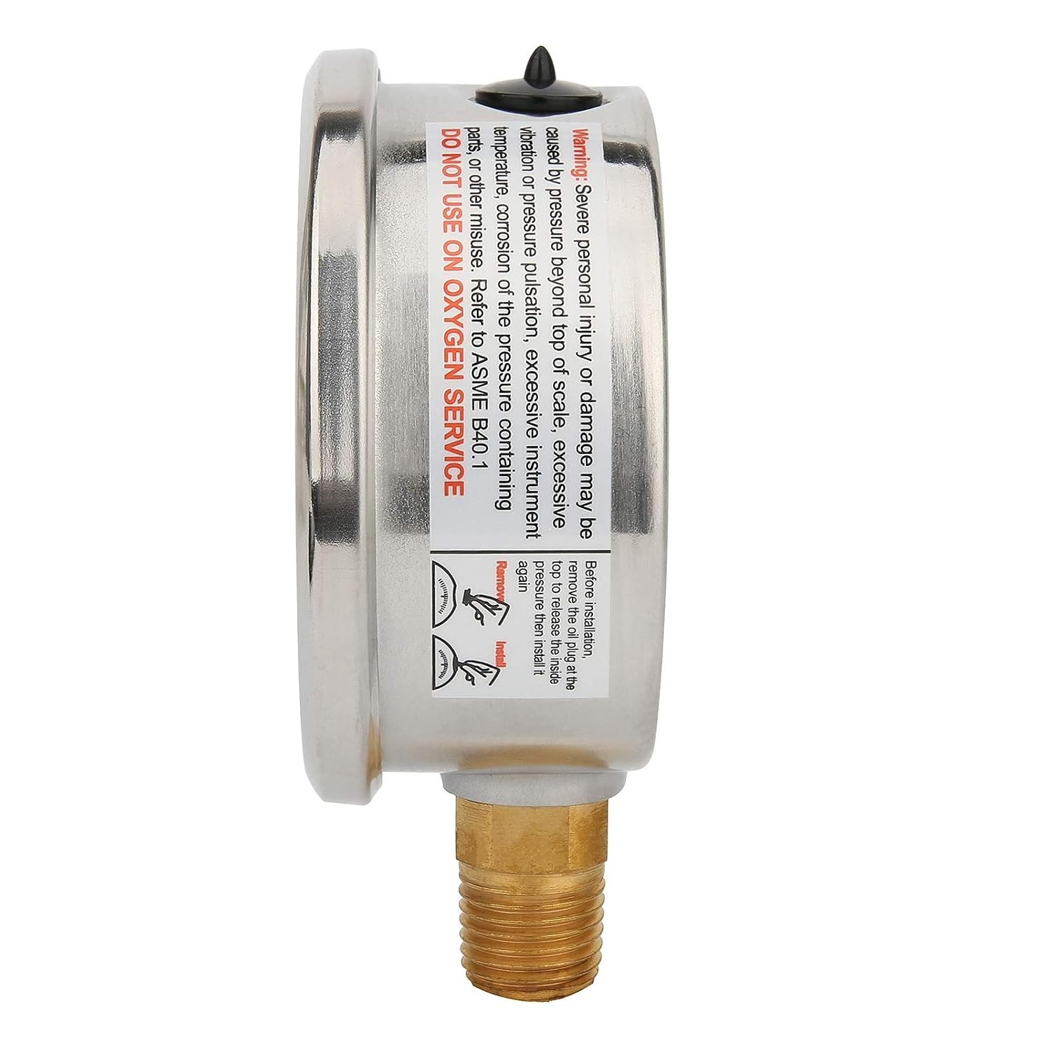 0-100 PSI Water Gas Pressure Gauge, 2-1/2’’ Dial, 304 Stainless Steel, 1/4’’ NPT