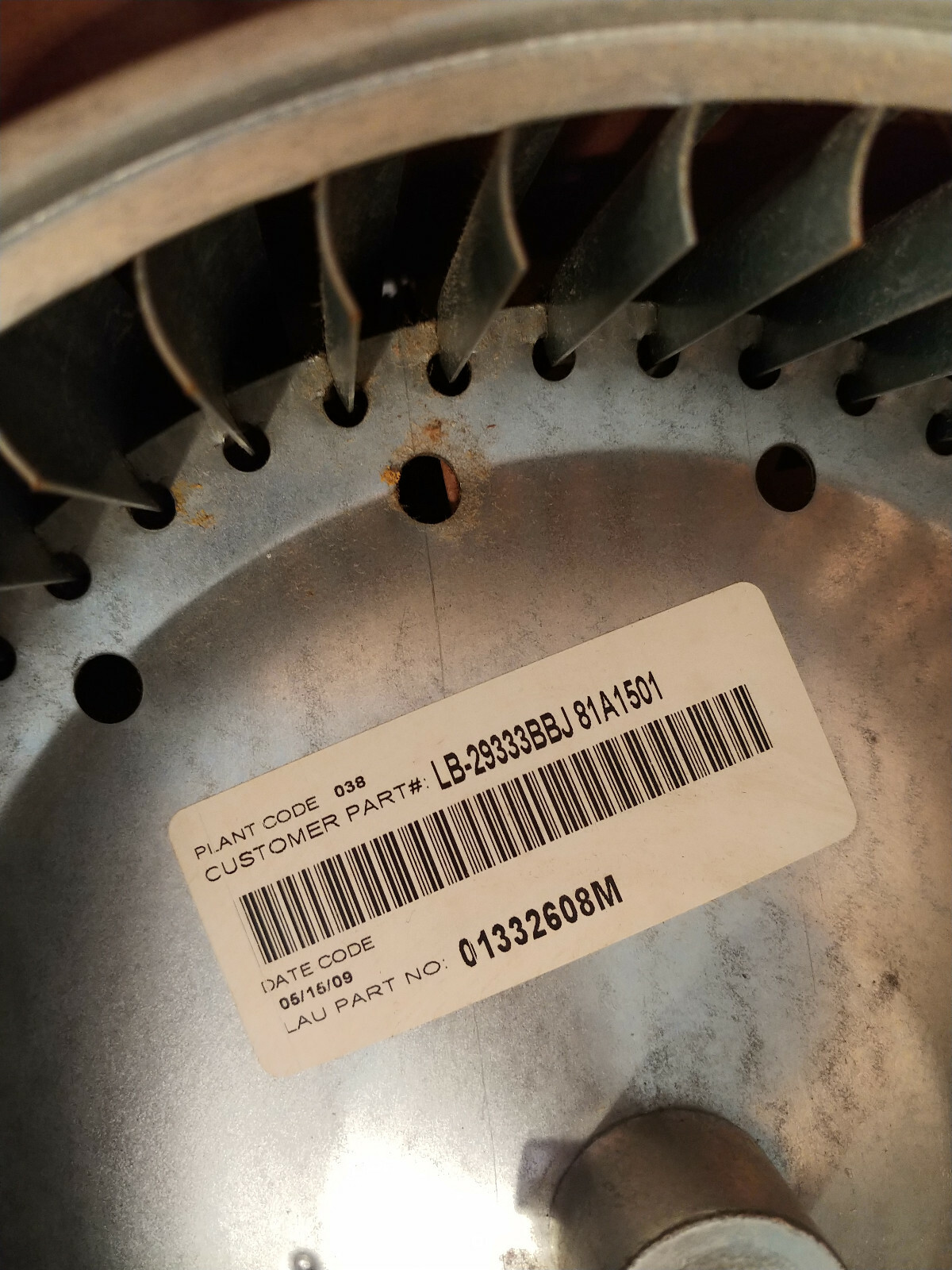 40F83 Lennox 10 5/8″X6″ Cw 1/2″Bore Wheel LB-29333BBJ