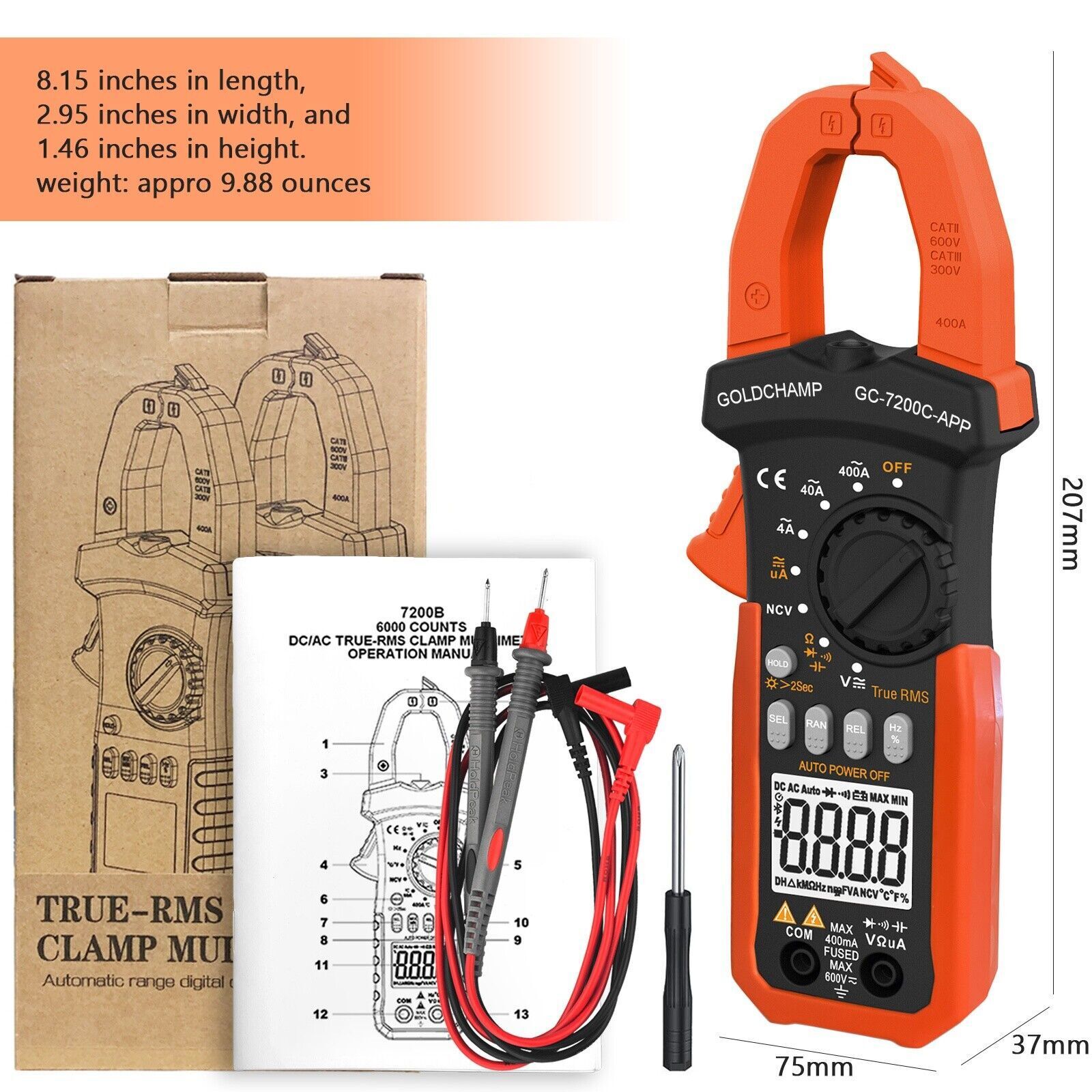 Digital Clamp Meter AC dc current Multimeter TRMS AMP Voltmeter Bluetooth Ohm