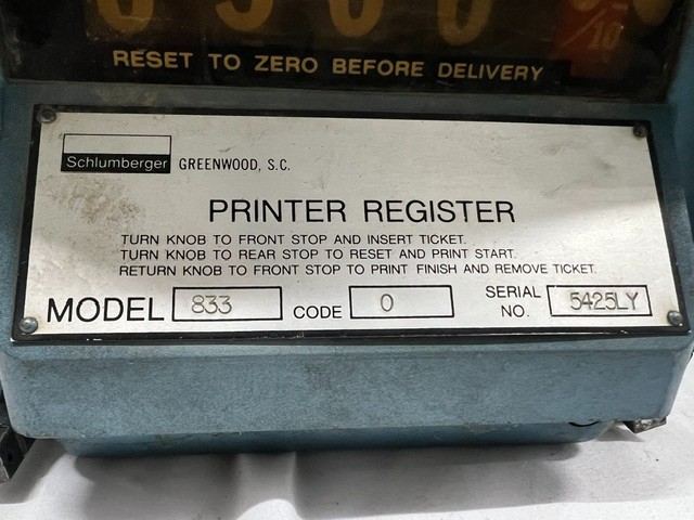 Neptune 833 Propane LP Gas Meter Printer Register Schlumberger Gallons Vintage