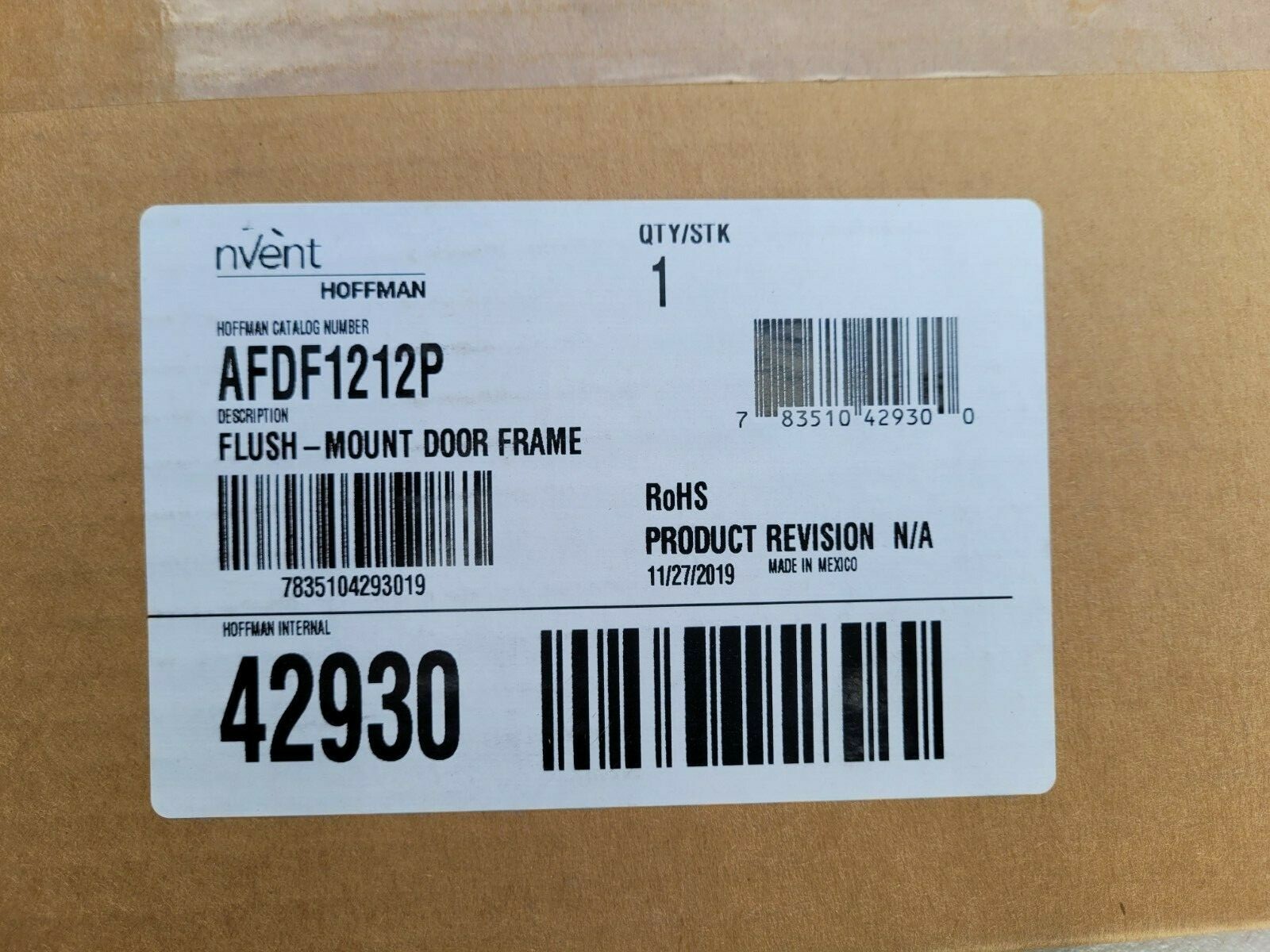 NEW SEALED nVent Hoffman AFDF1212P Steel Door Frame fits 12 X 12 Flush Mount